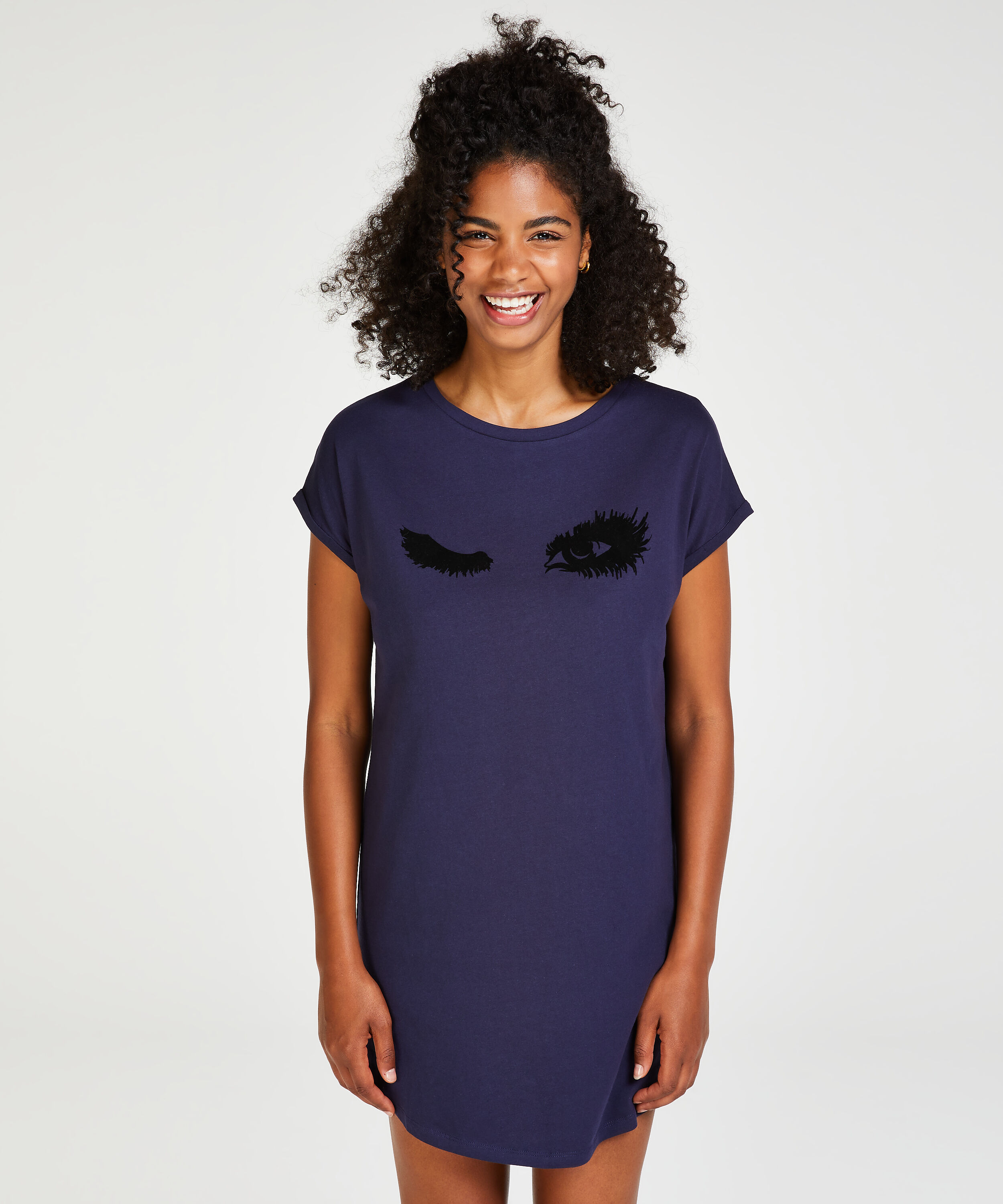 Nachthemd Ronde hals, Blauw