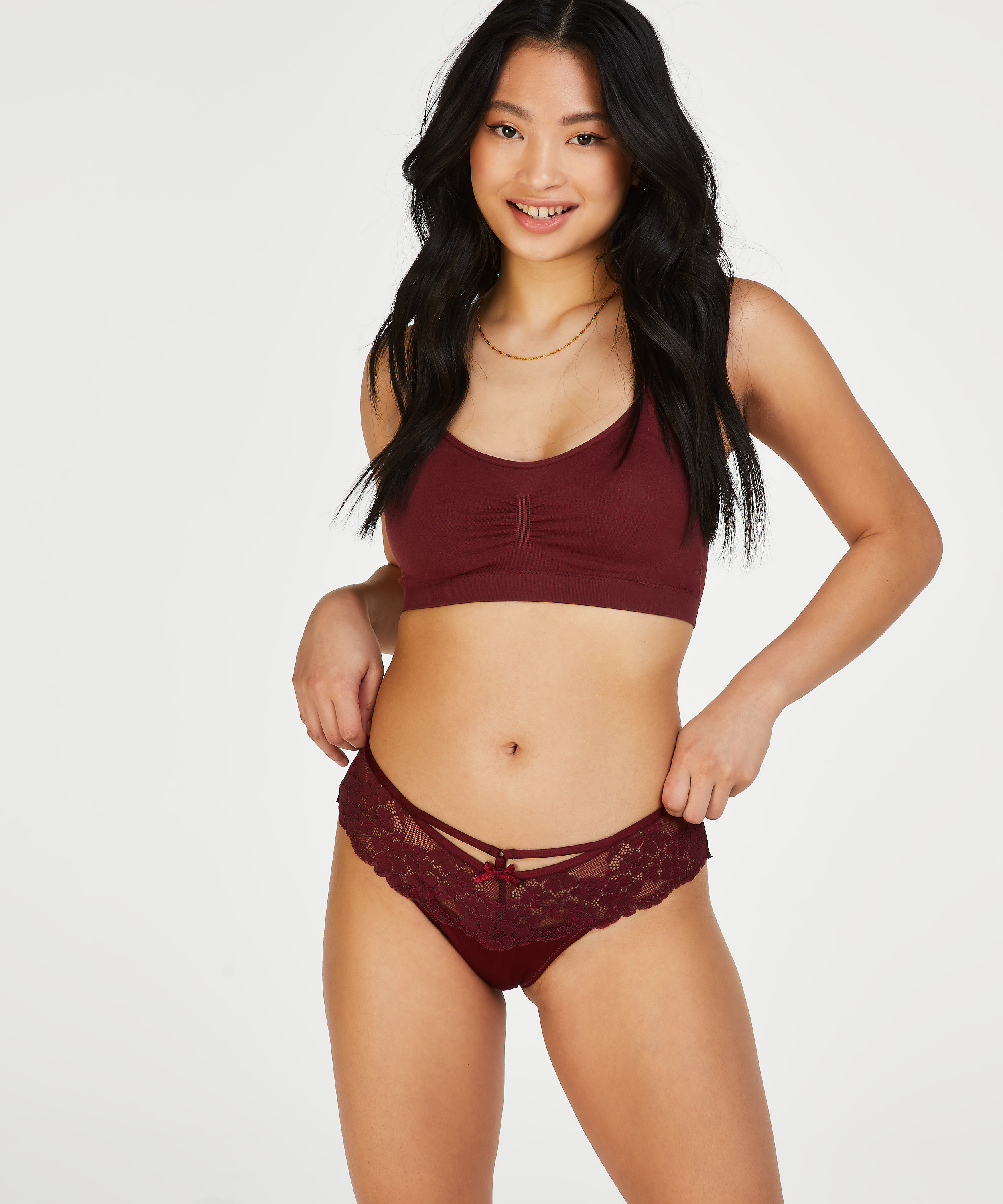 Boxer string Nellie, Rouge, main