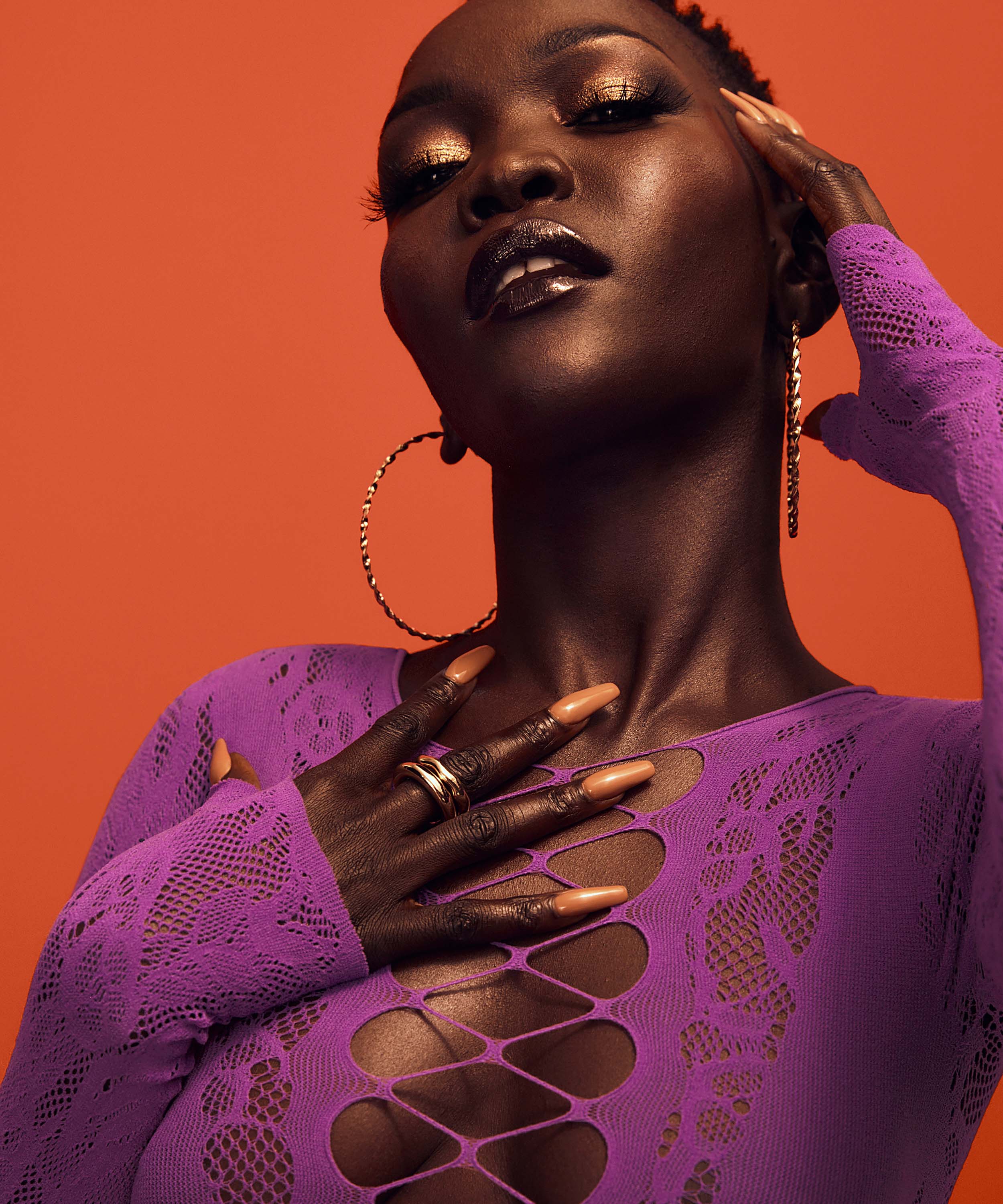 Body kant lange mouwen Nyakim, Paars, main