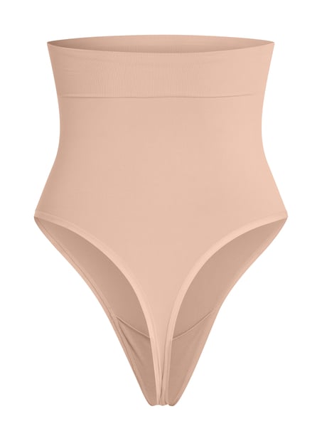 String taille haute à gaine sculptante sans coutures mise en forme, Beige