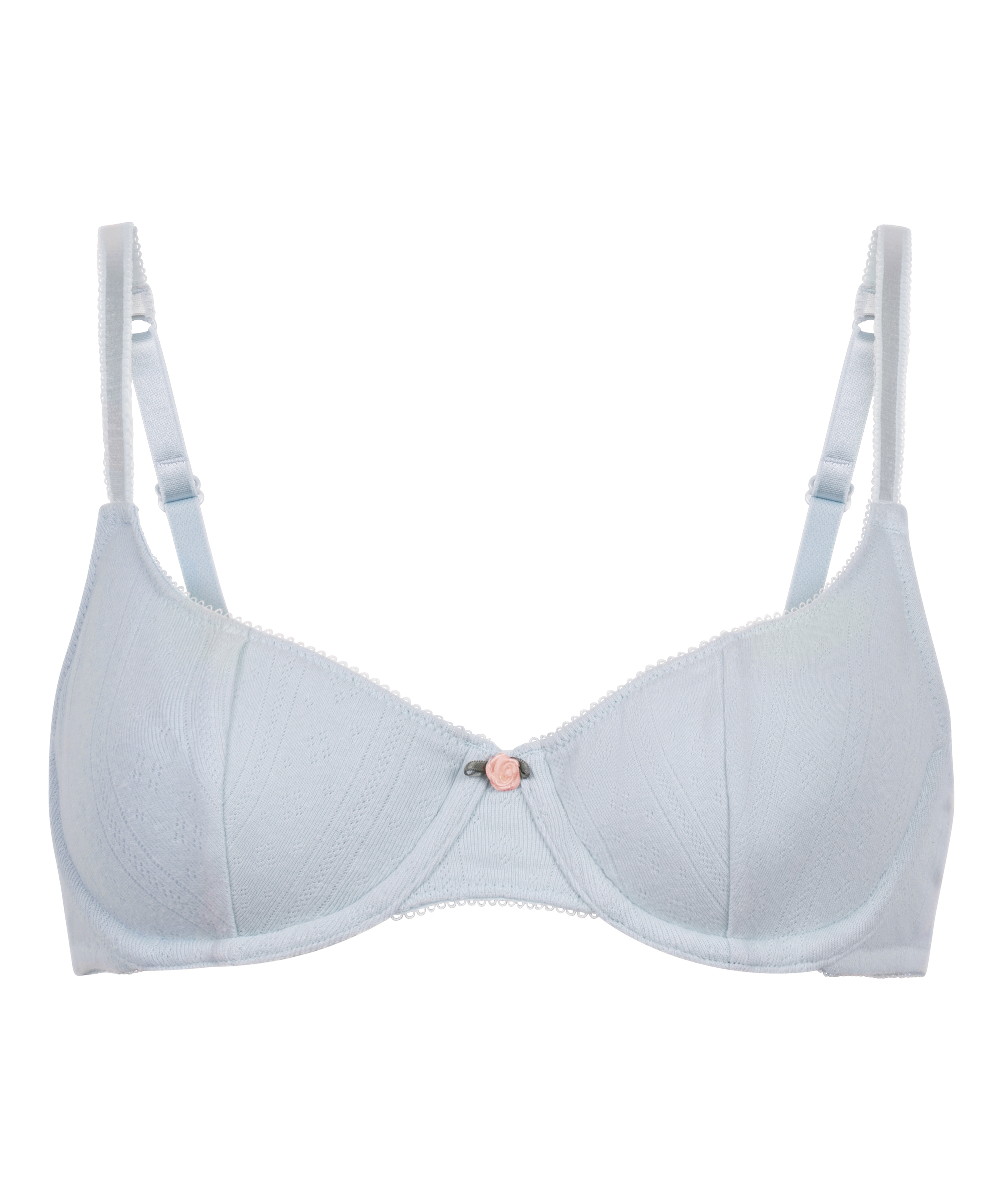 Soutien-gorge &agrave; armatures non-rembourr&eacute; Pointelle, Bleu, main