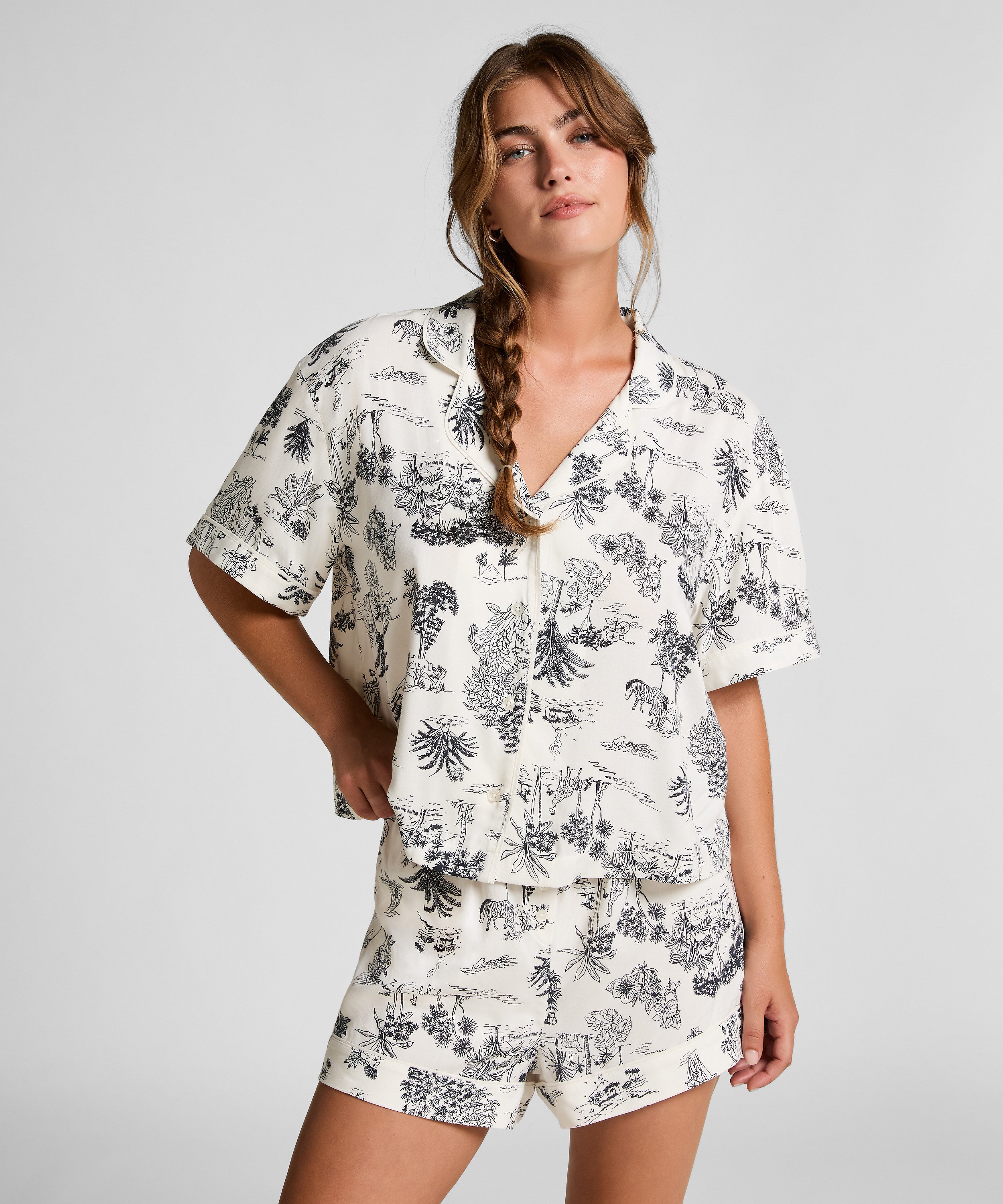 Geweven short, Wit, main