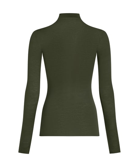Haut avec cachemire &agrave; col roul&eacute; super soft, Vert