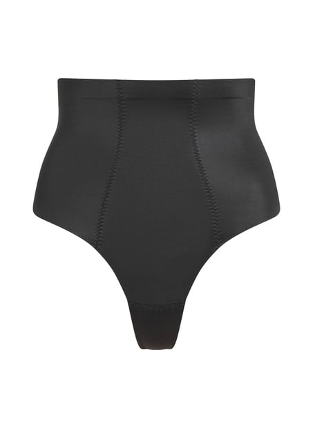 String taille haute avec gaine sculptante en dentelle scuba, Noir