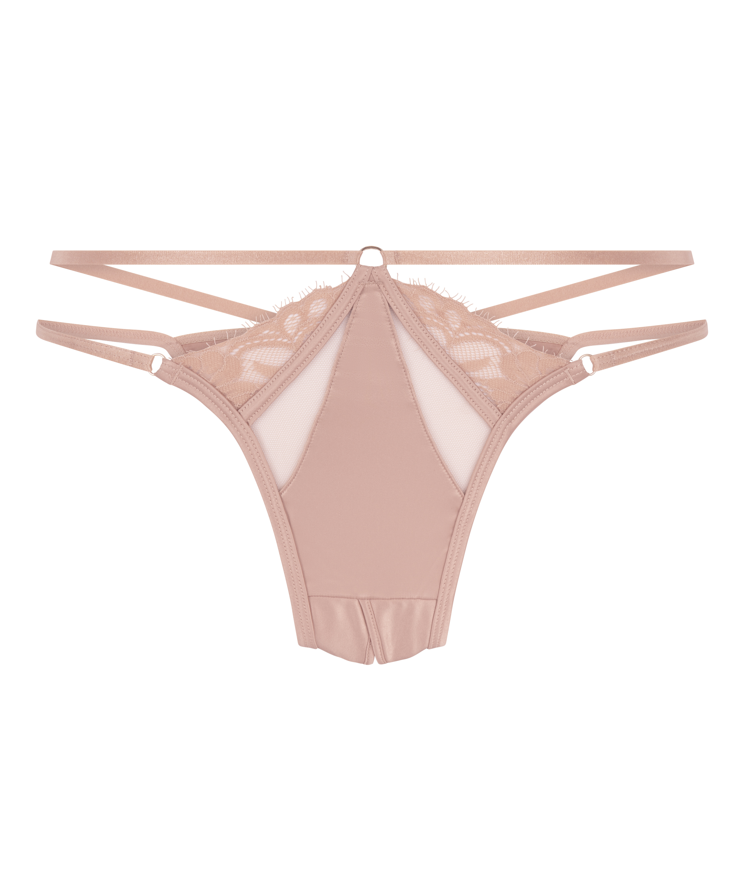 Slip brésilien ouvert Nisha, Beige, main