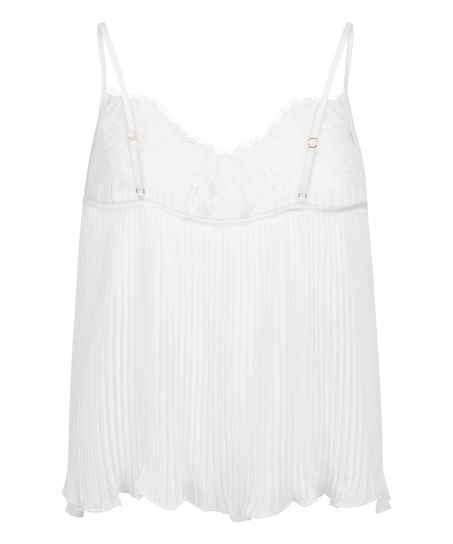 Plisse Lace  Cami, Wit