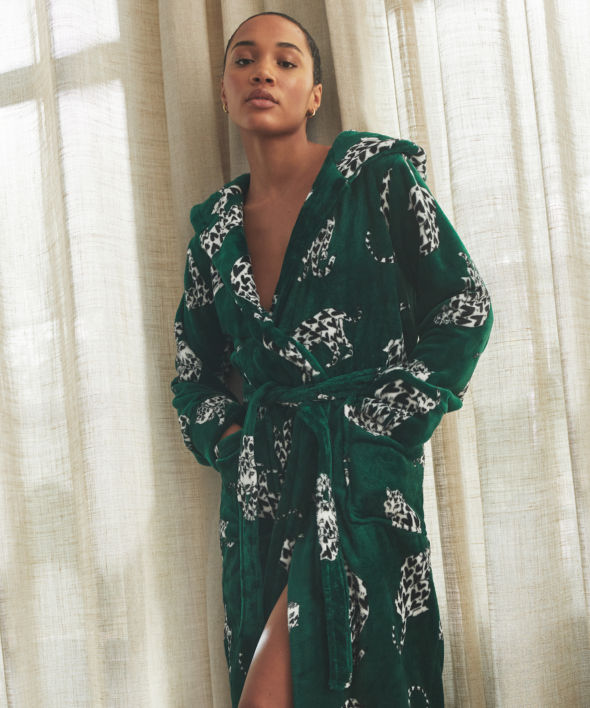 Badjas Fleece, Groen, main