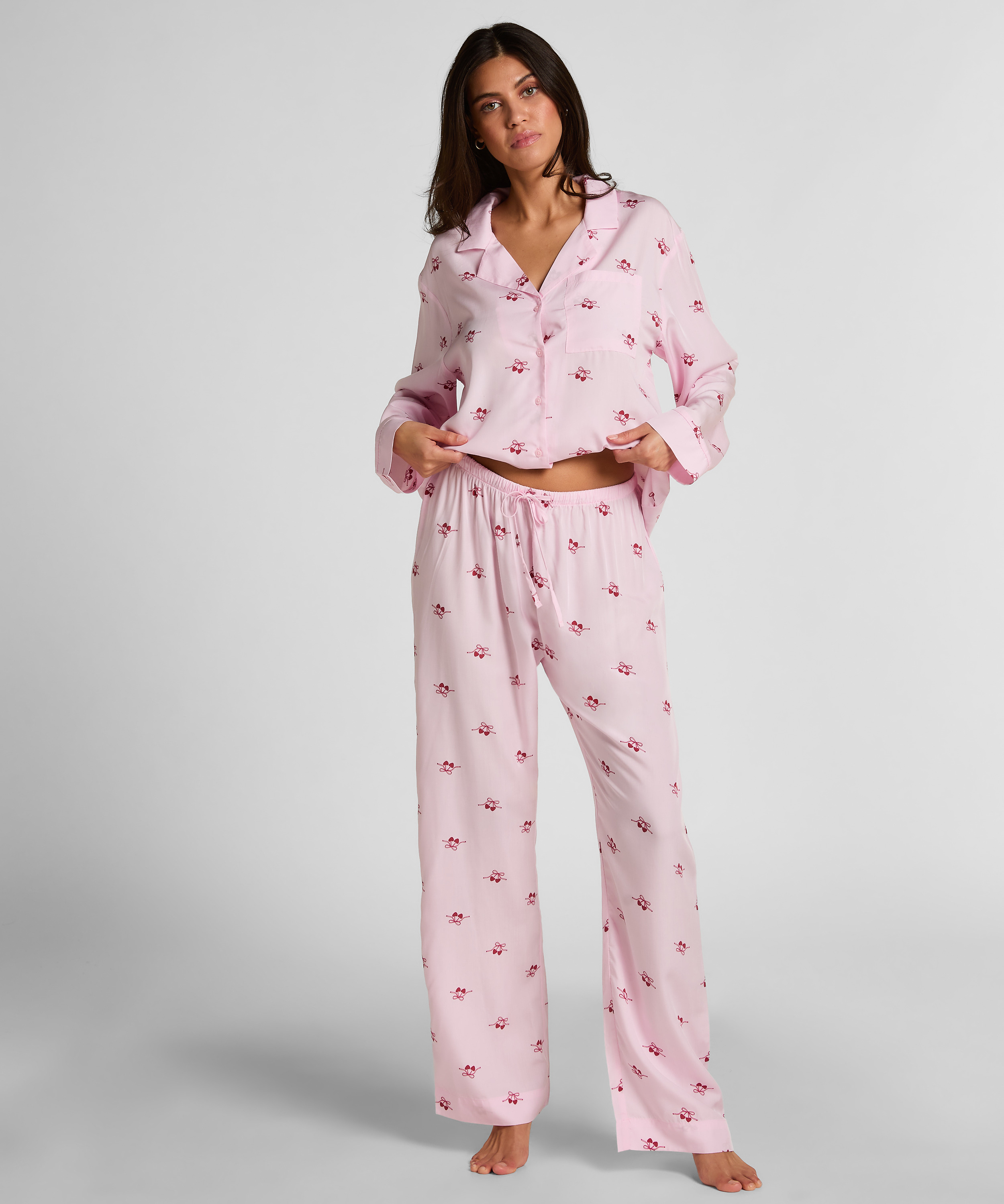 Geweven broek met Kersenprint, Roze, main