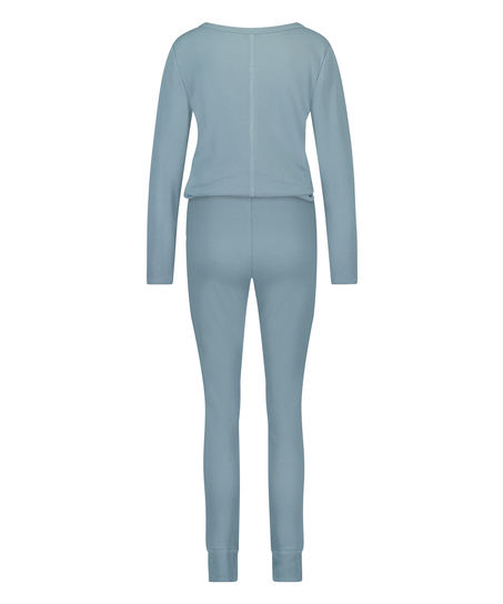 Pyjama Waffle Placket, Bleu