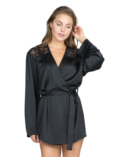 Kimono Hammered satin, Zwart