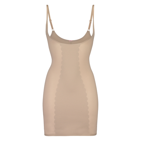 Robe sculptante en dentelle festonnée - Level 3, Beige