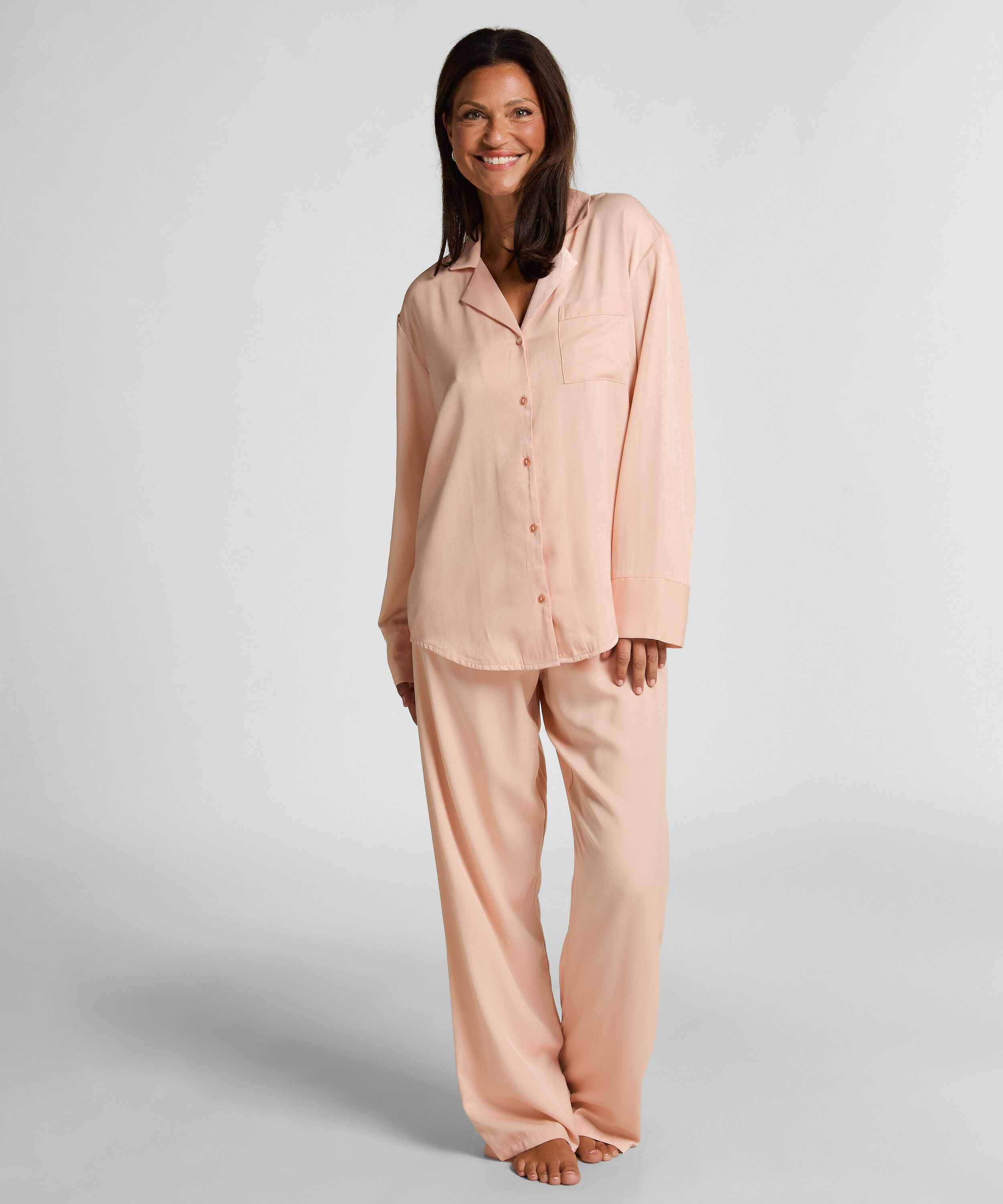 Jacket lange mouwen Satijn Ayla, Roze