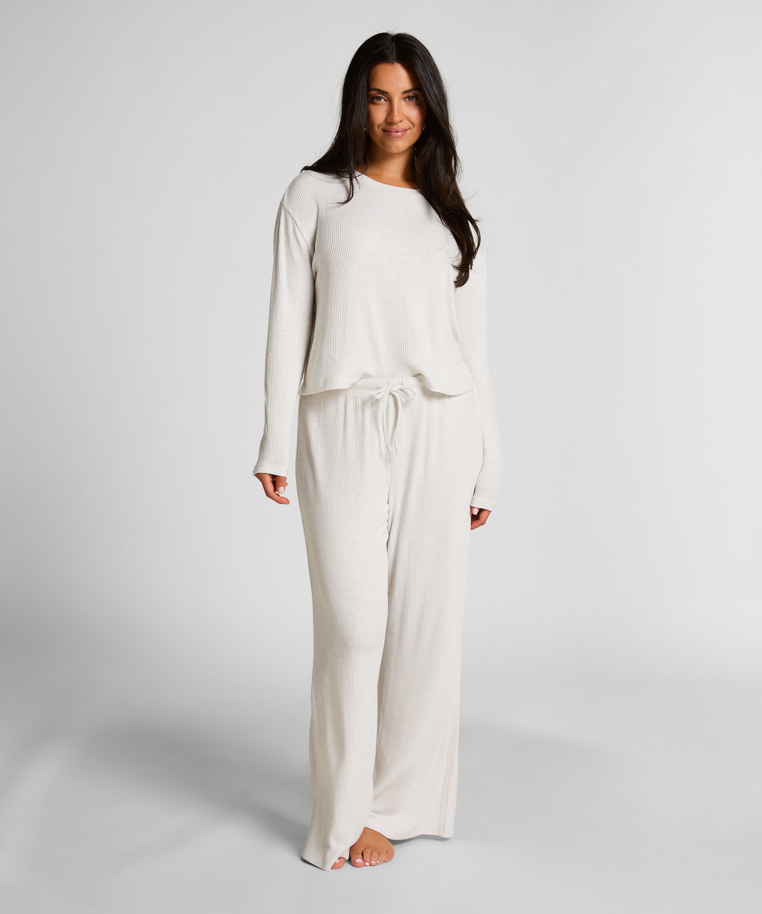Pyjamabroek Pointelle, Beige