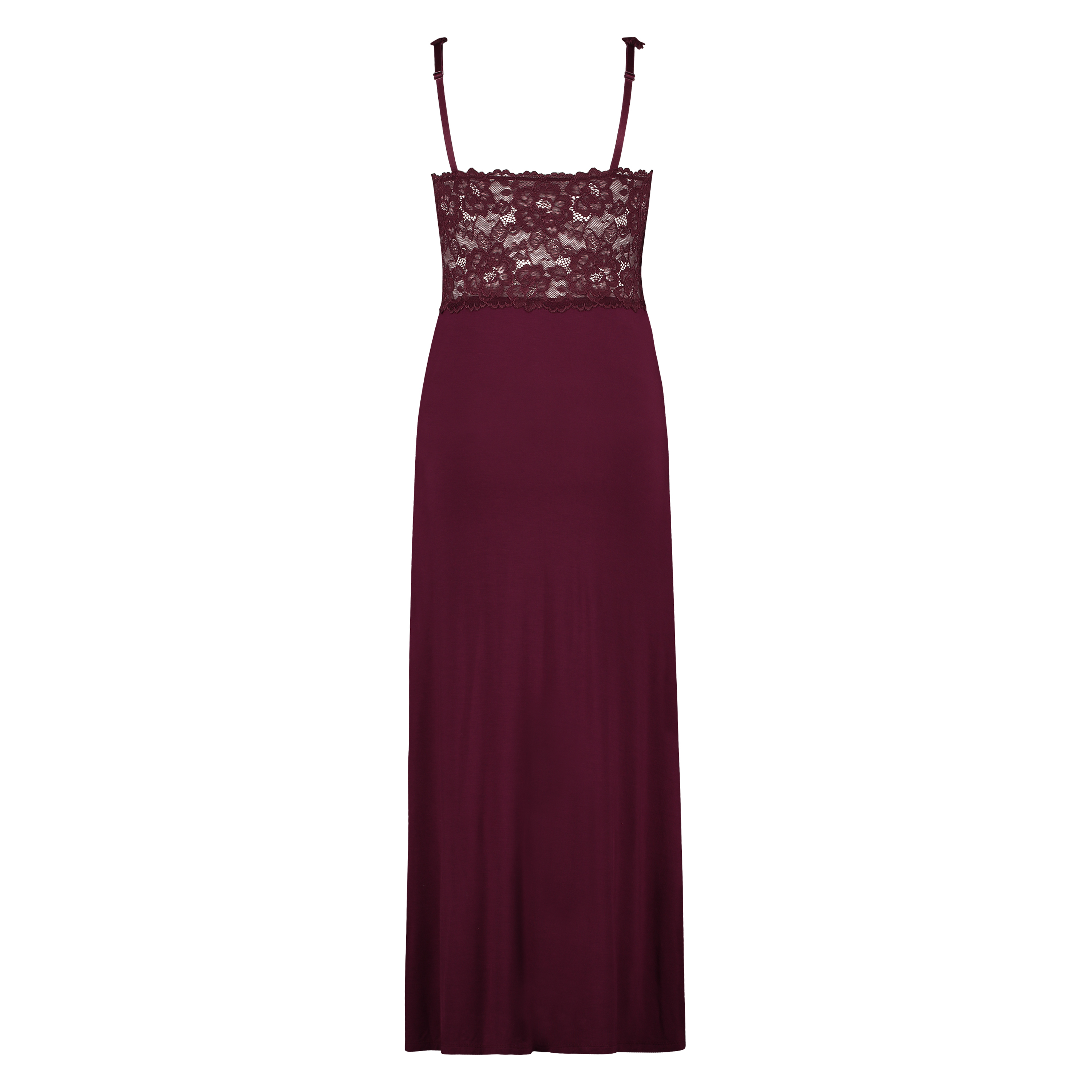 Slipdress Modal lace long, Rood, main