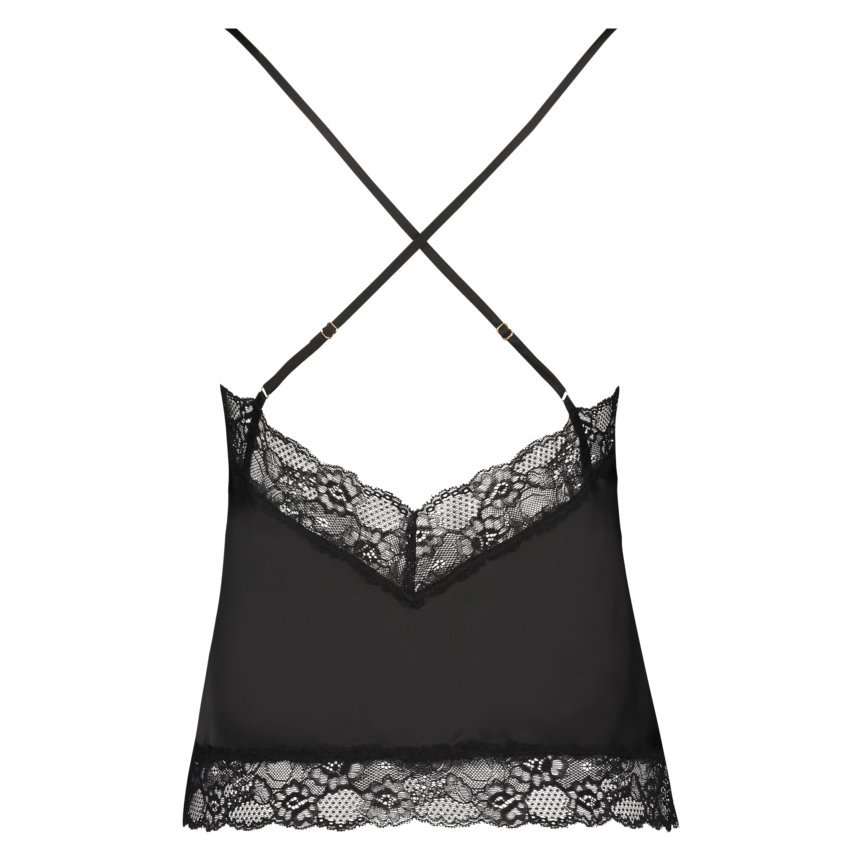 Cami top Satin Lace, Zwart, main