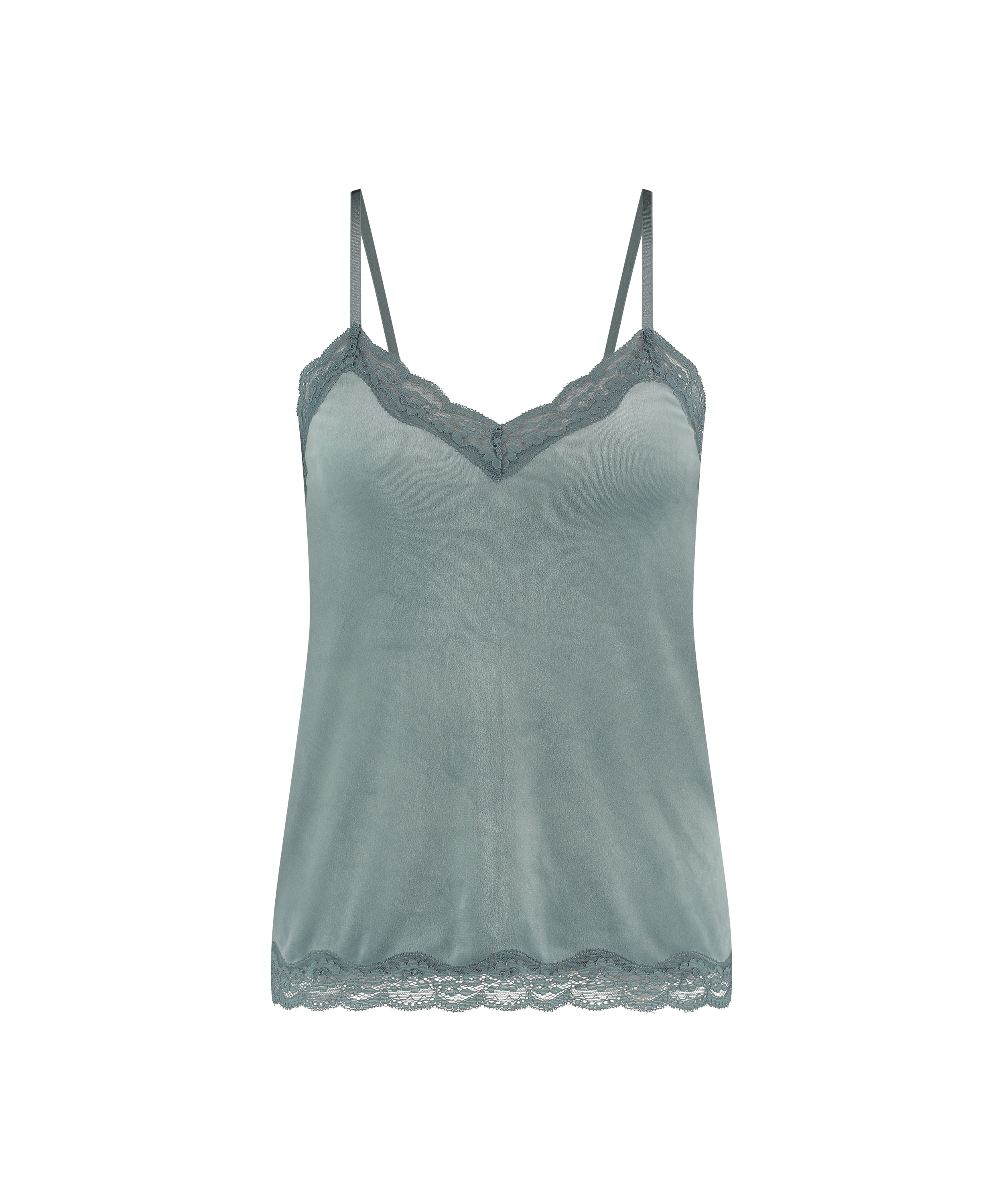 Cami top Velours Lace, Blauw, main