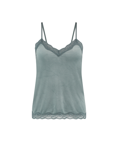 Cami top Velours Lace, Blauw