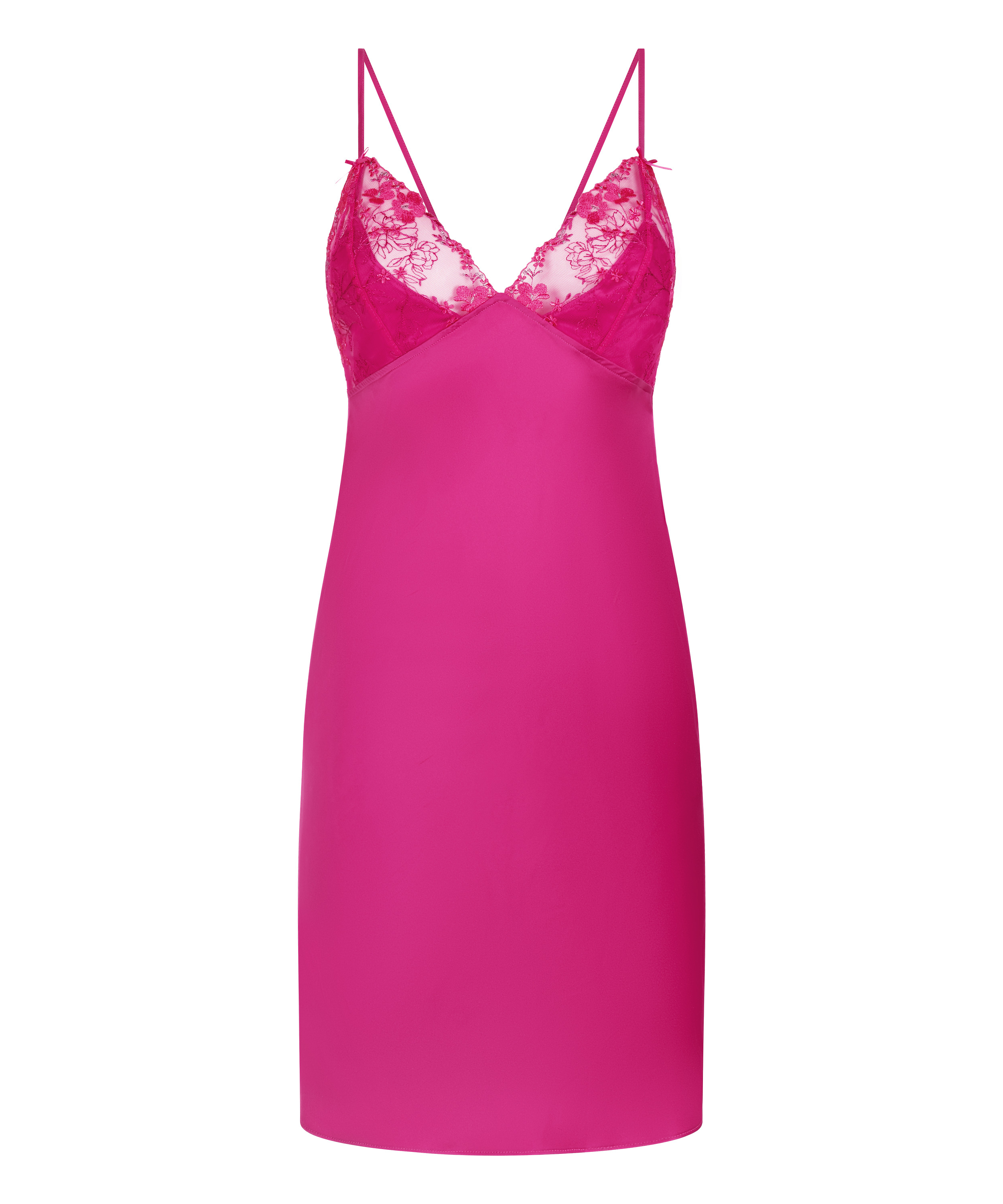 Nuisette en satin Peonie, Rose, main