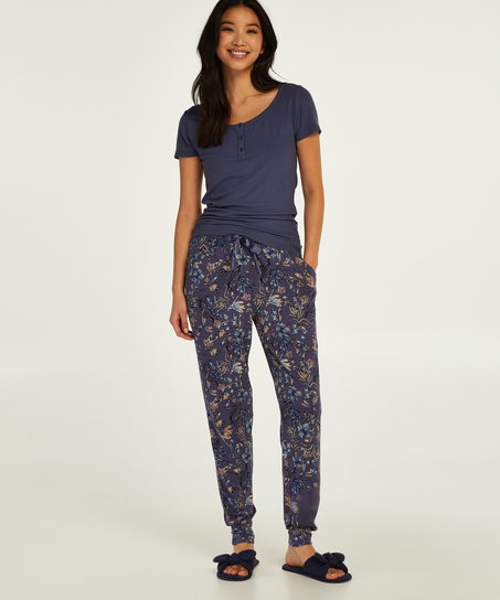 Tall pyjamabroek Ditzy Floral, Blauw