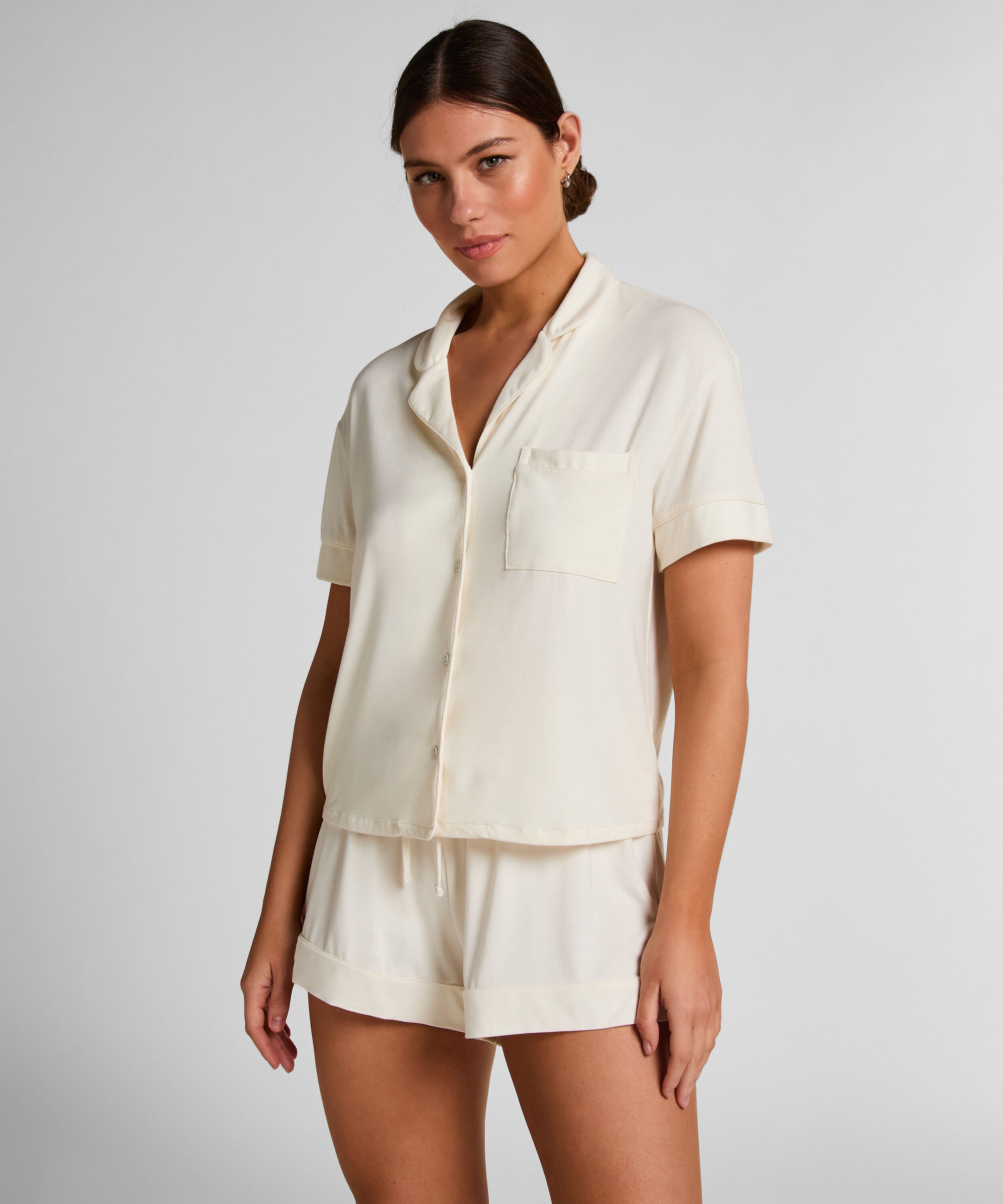 Veste &agrave; manches courtes en jersey Essential, Blanc