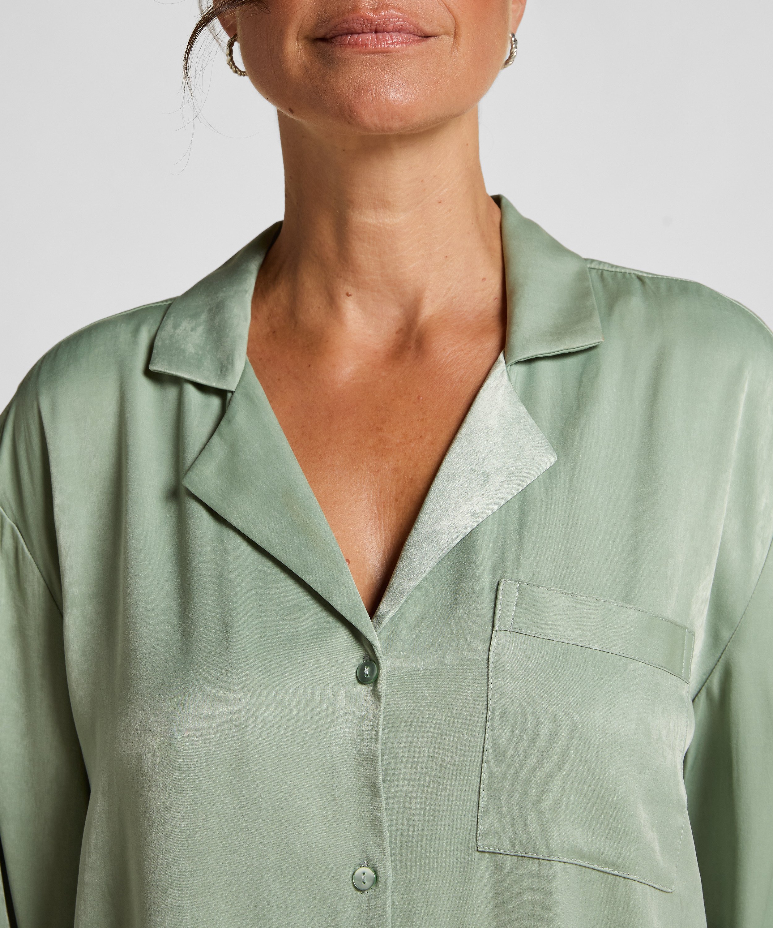 Satijnen overhemdjurk Ayla, Groen, main