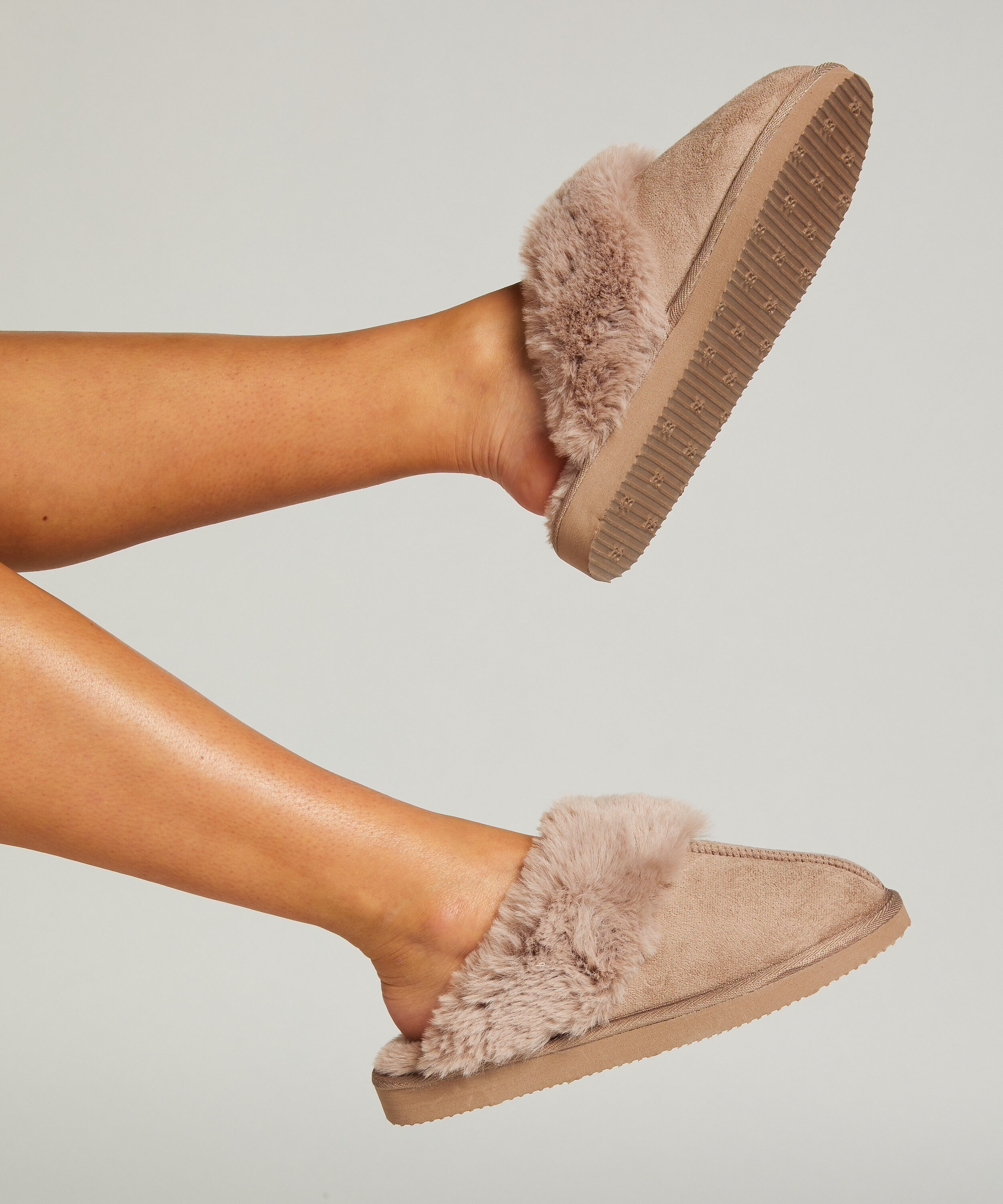 Pantoufles mules Teddy, Brun