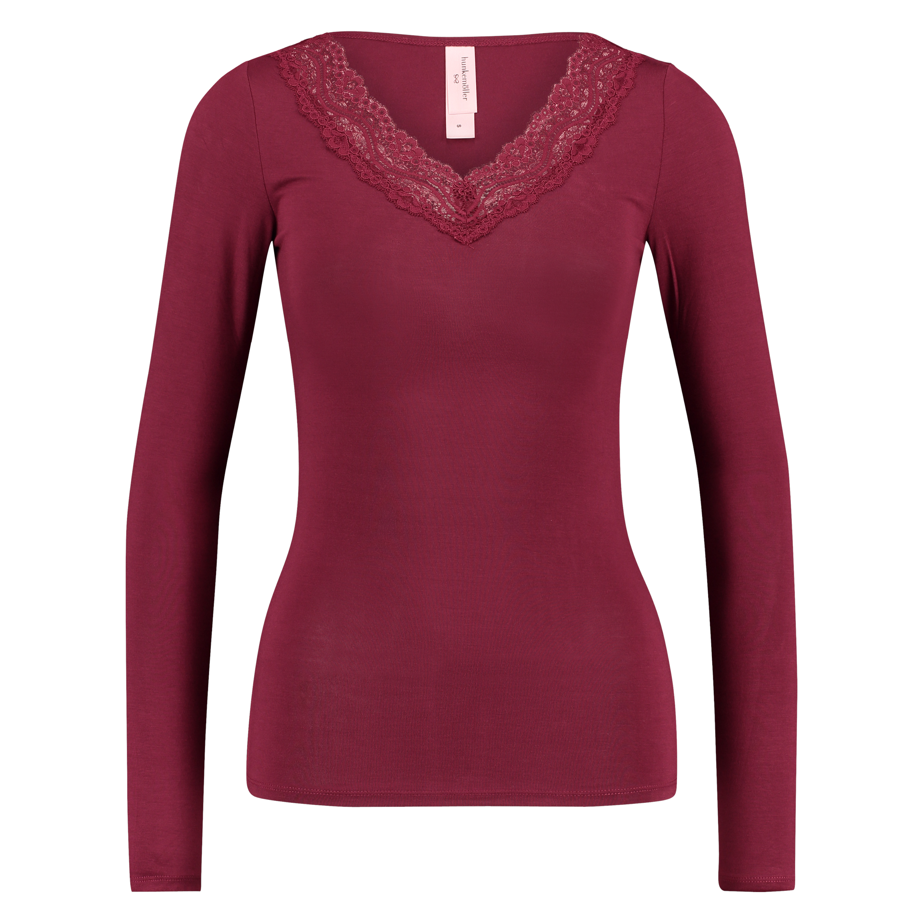 Top v-neck lace, Rouge, main