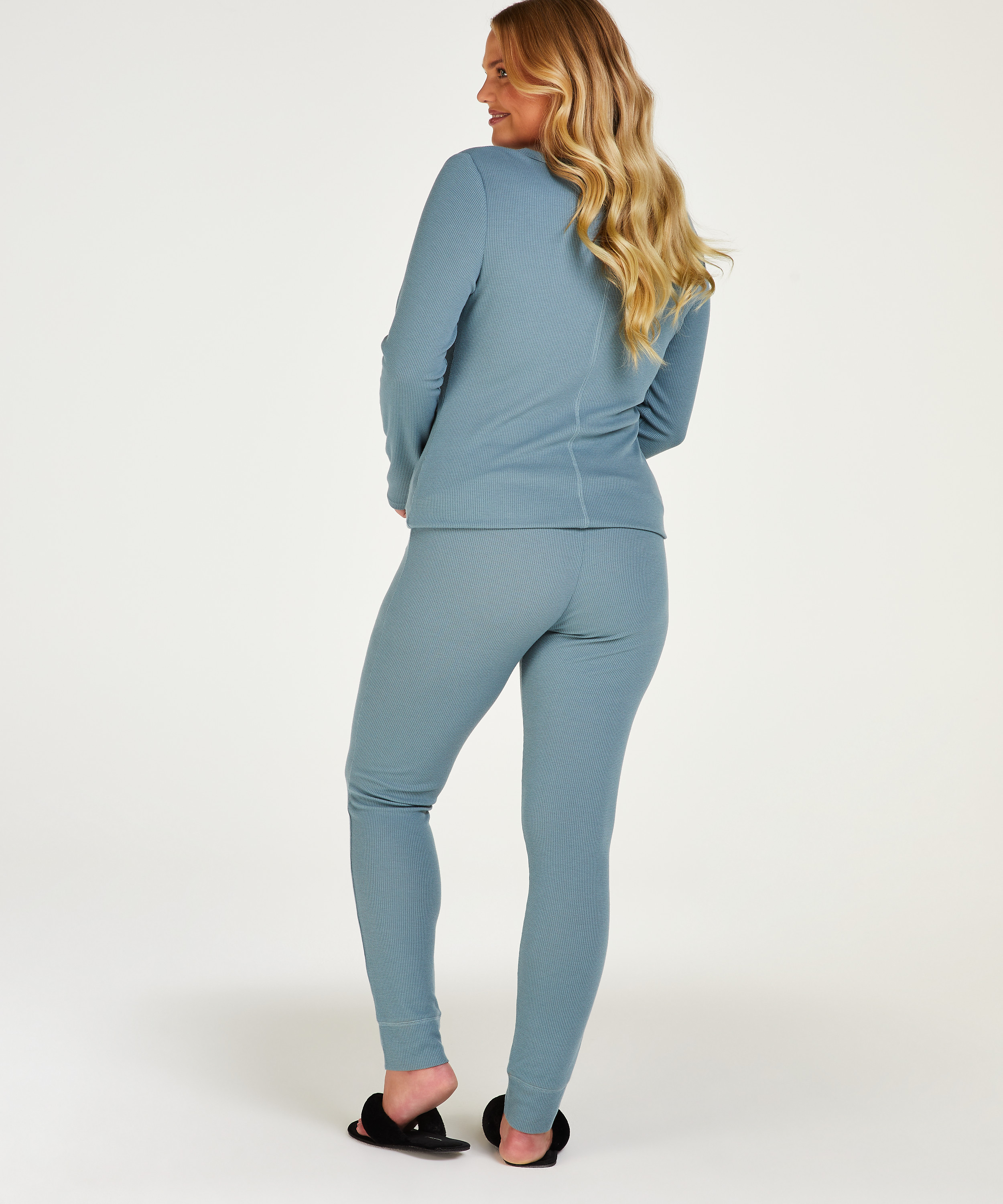 Pyjama Waffle Placket, Bleu, main