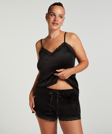 Camisole velours Dentelle, Noir
