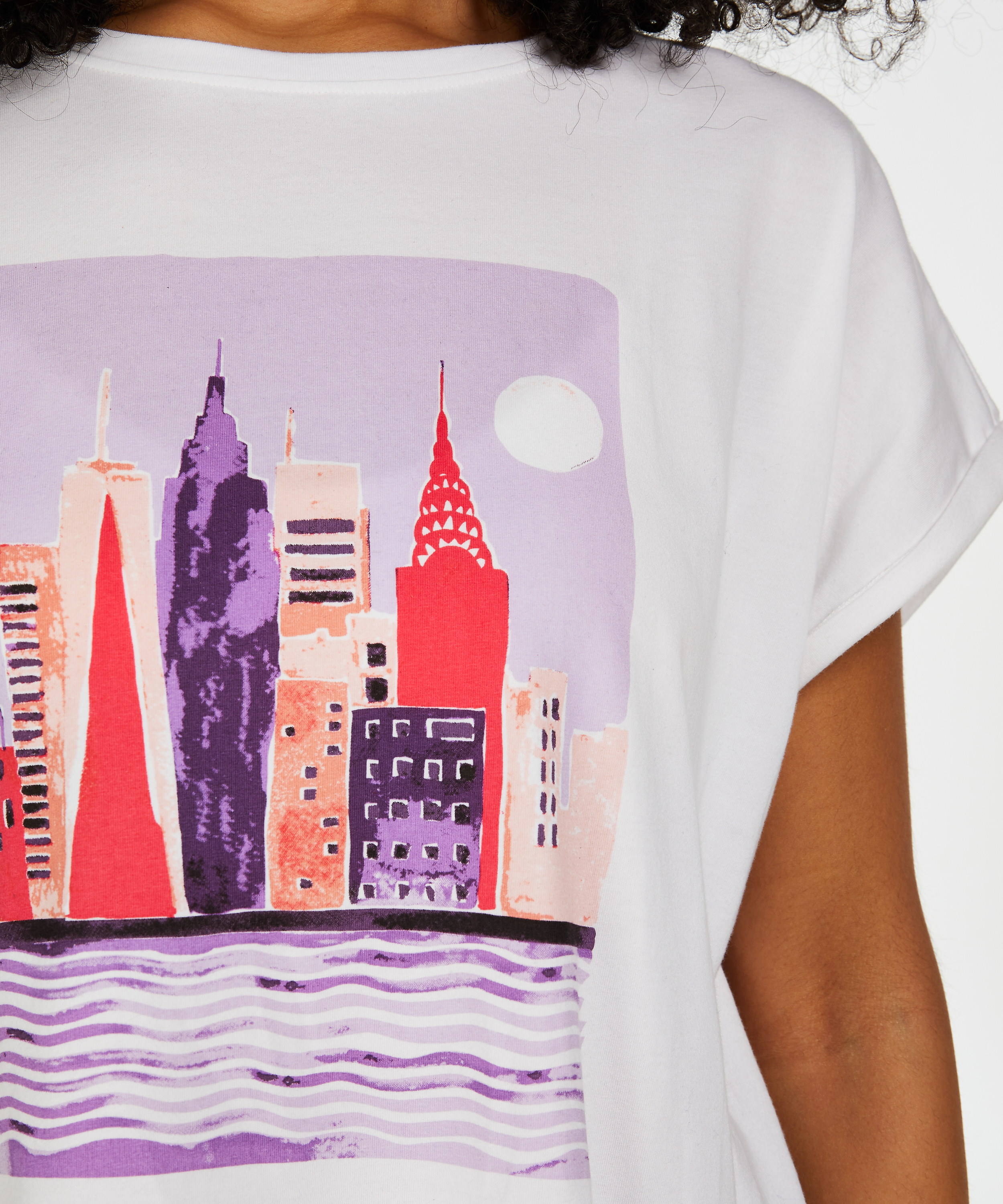 Haut de pyjama à manches courtes, Blanc, main