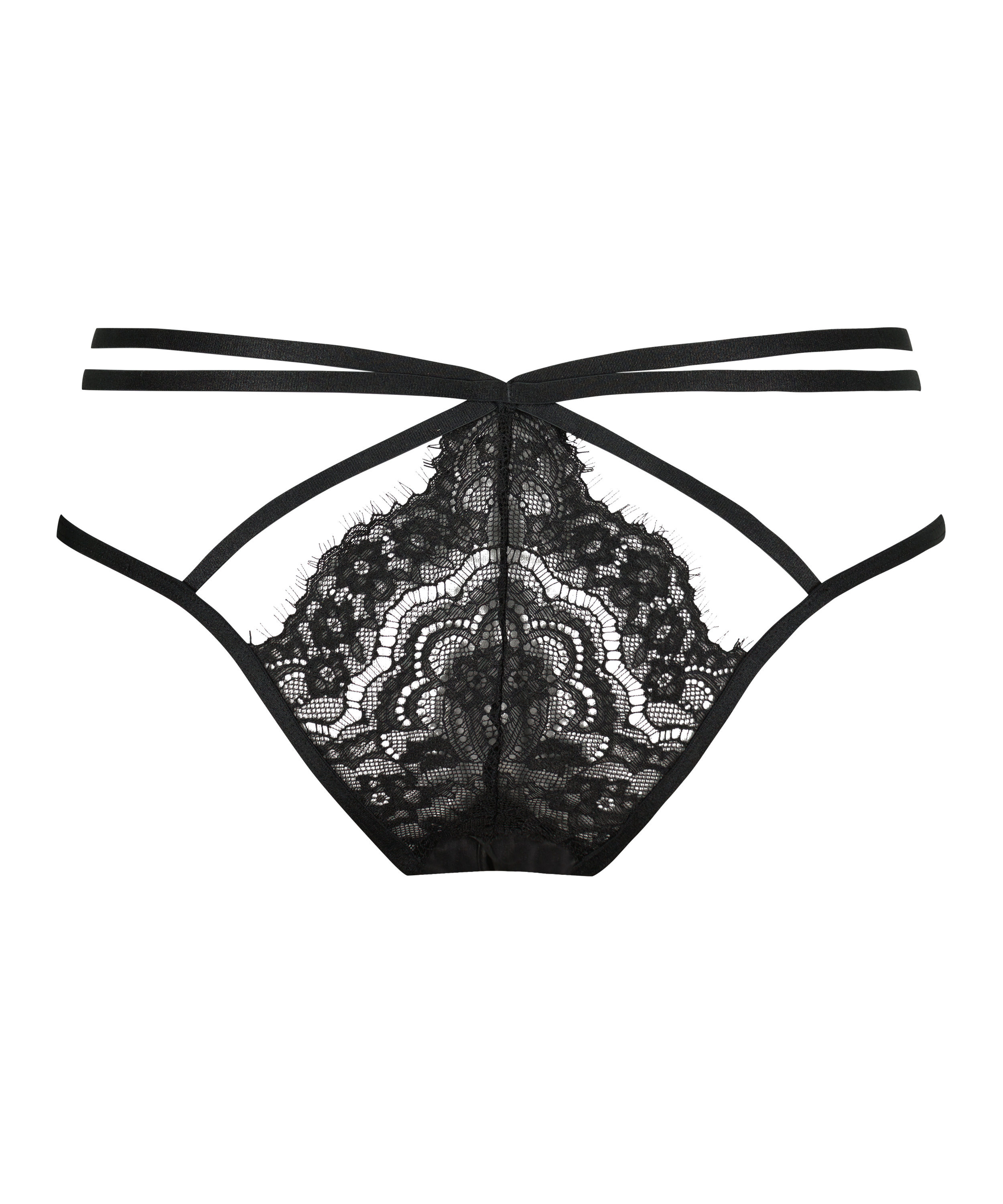 Slip br&eacute;silien ouvert Seraphina, Noir, main