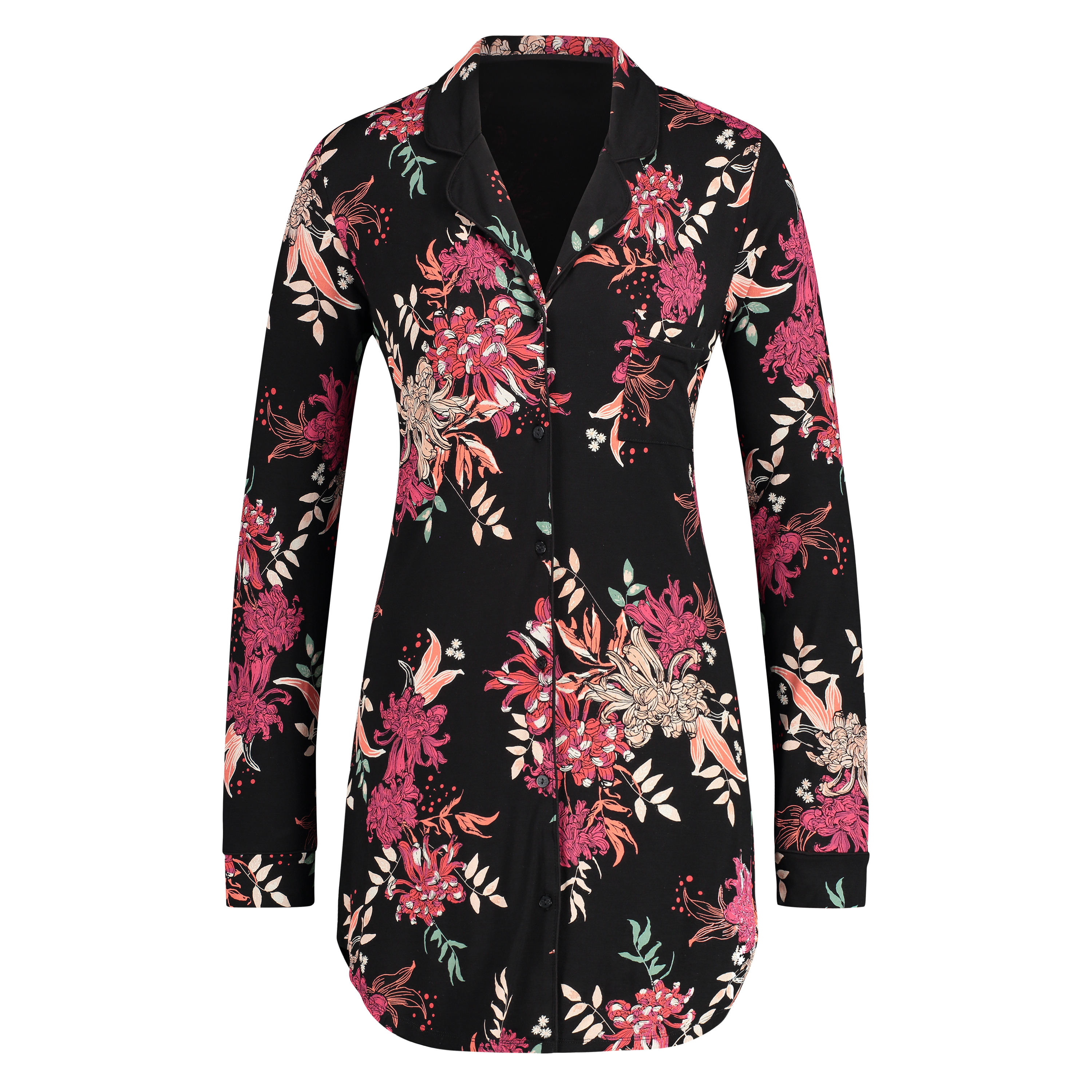 Nachthemd Menshirt Jersey, Zwart, main