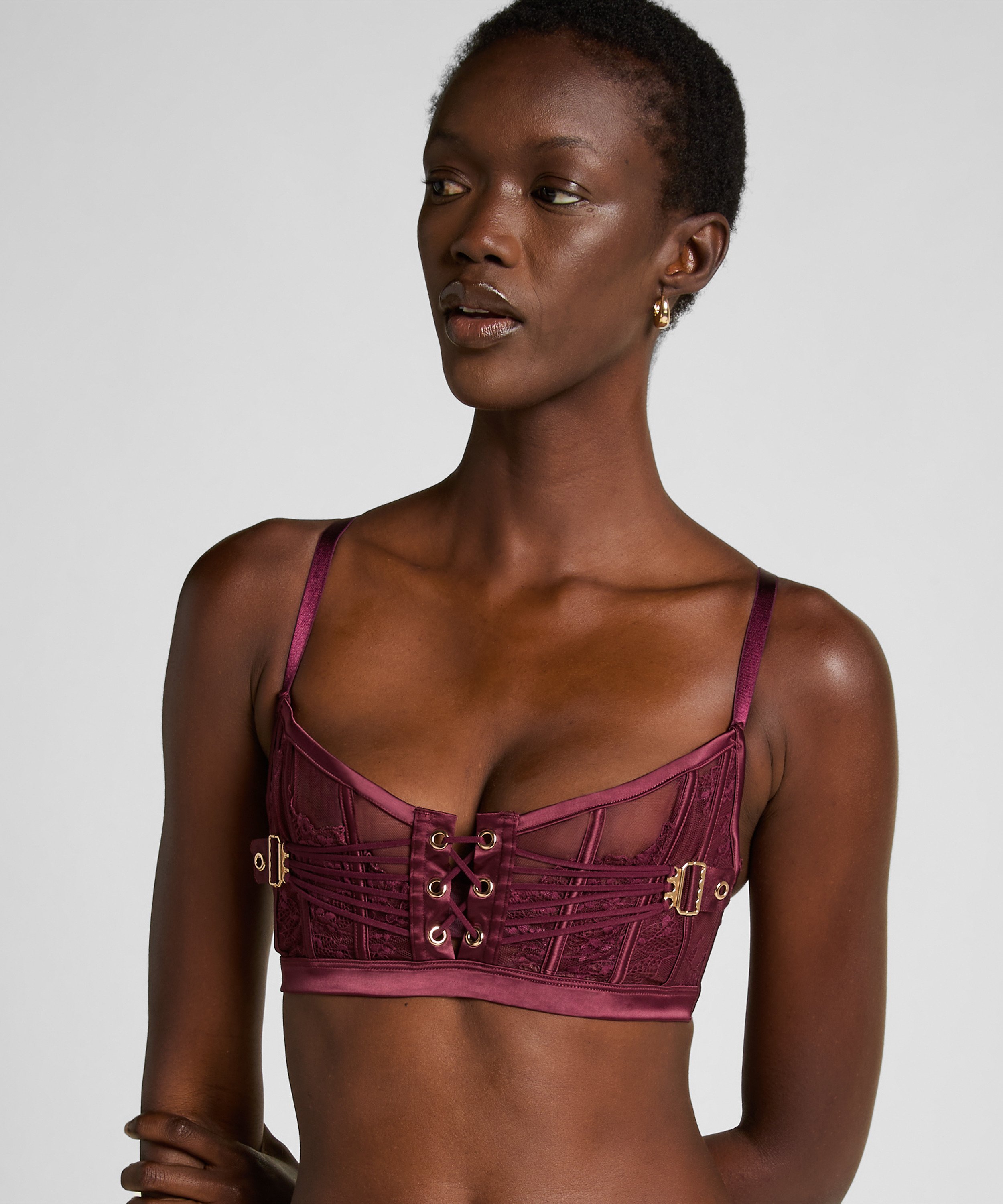 Soutien-gorge non rembourré longline Avela, Rouge, main