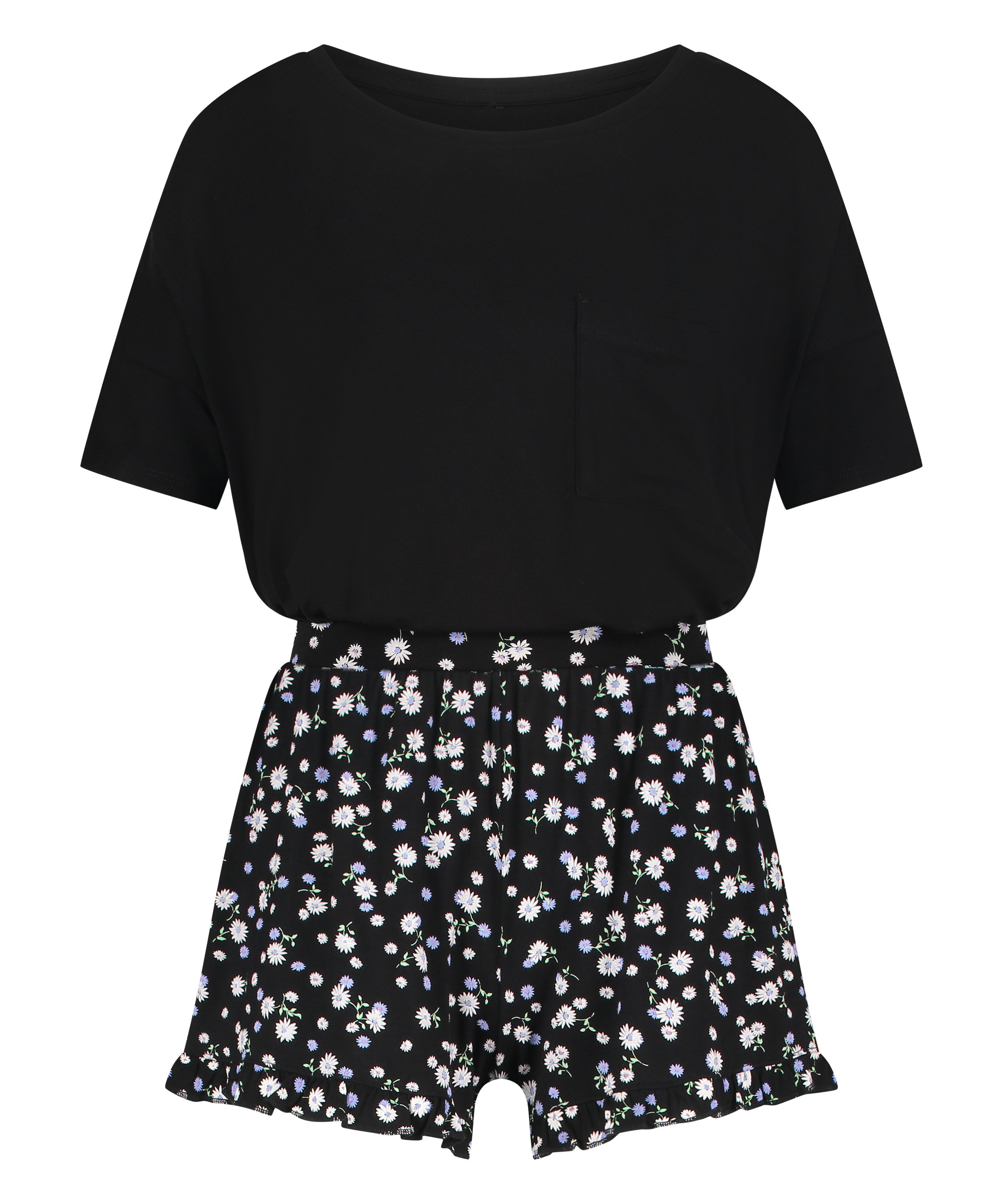 Ensemble de pyjama court, Noir, main