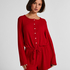Combinaison de pyjama courte en jersey c&ocirc;tel&eacute;, Rouge