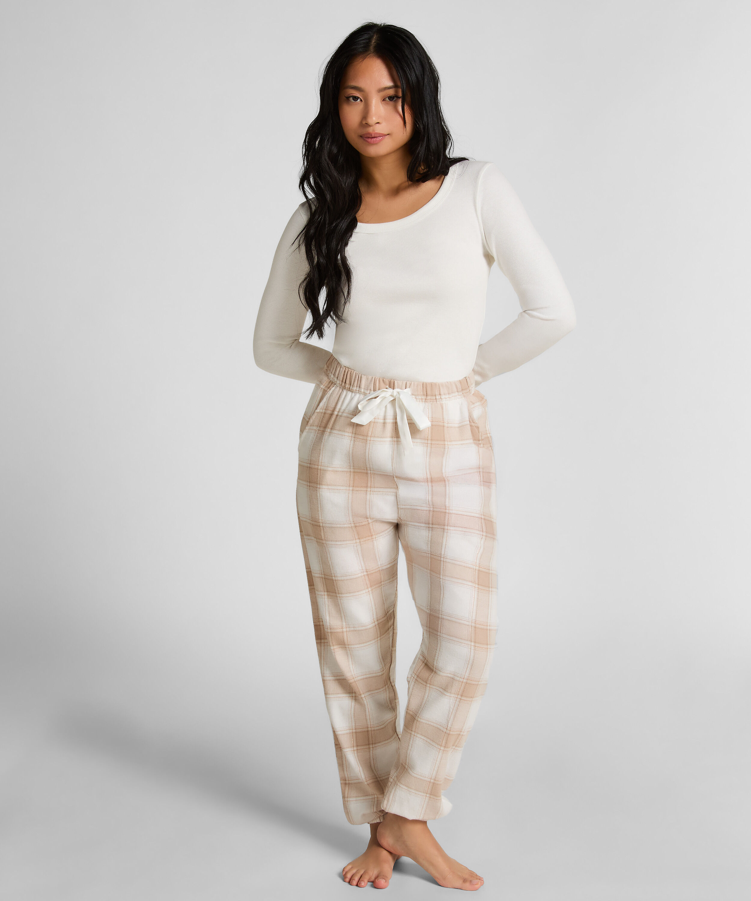 Pyjamabroek Flannel, Beige