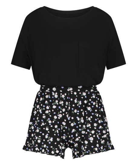 Korte pyjama set, Zwart