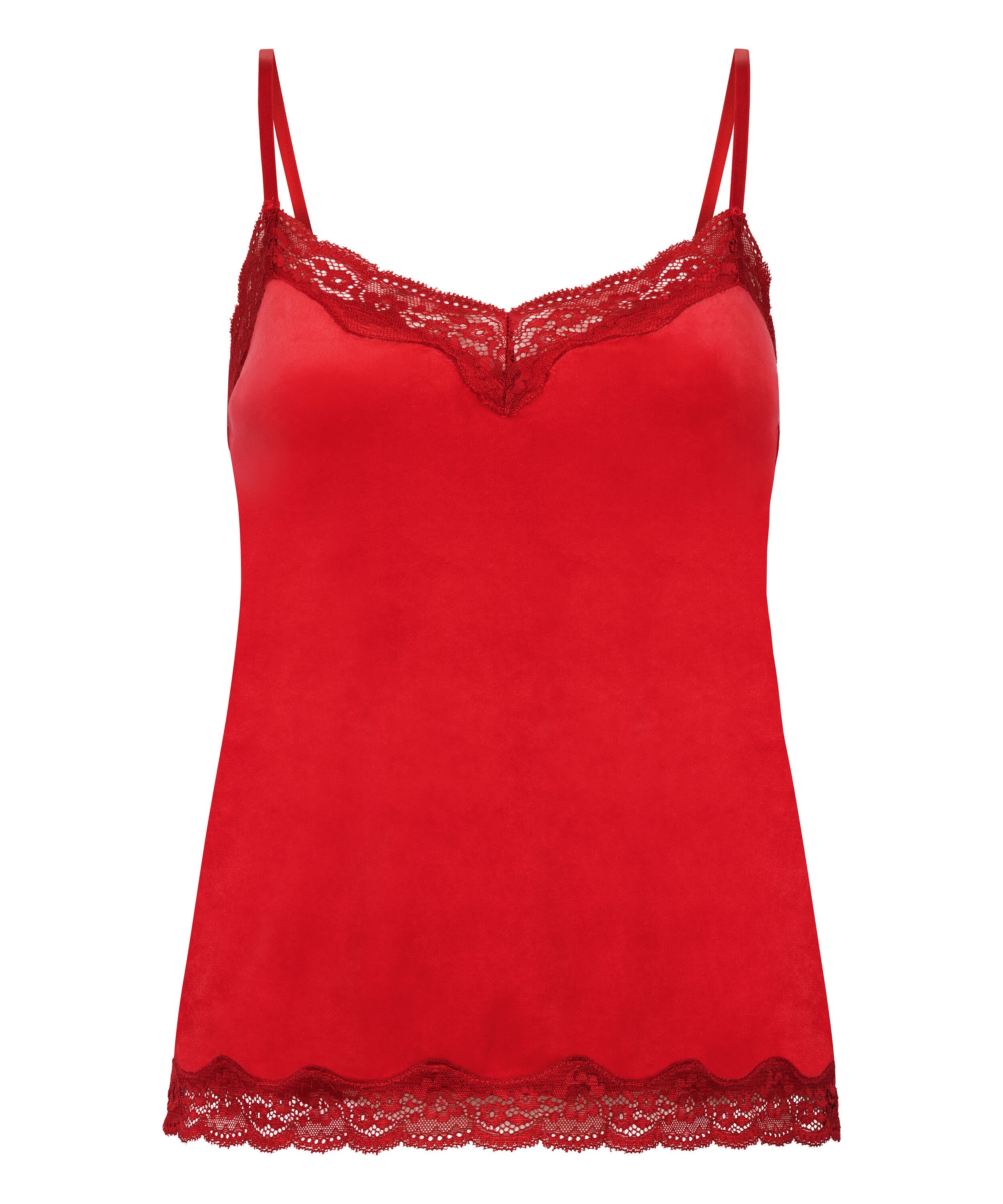 Cami top Velours Lace, Rood