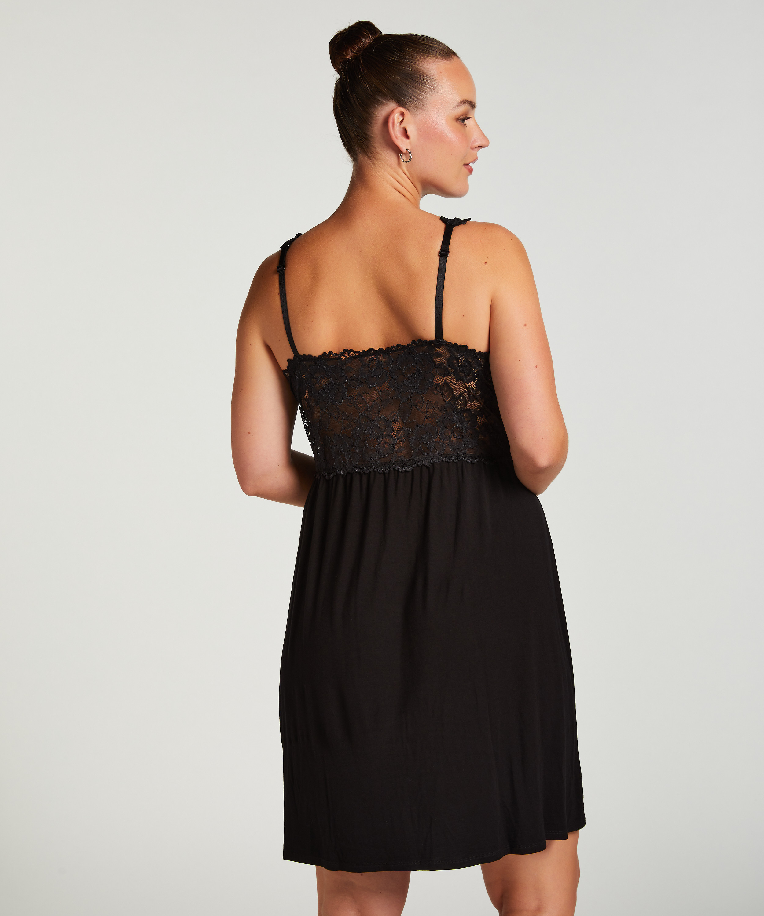 Slipdress Nora Lace, Zwart, main