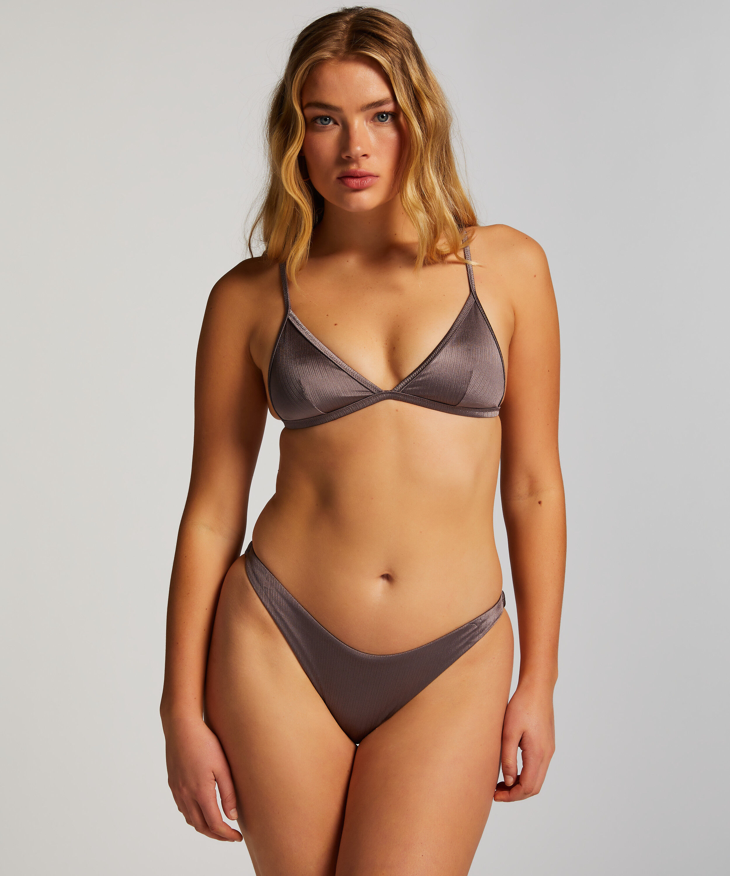 Slip de Bikini Échancrés Luna, Gris