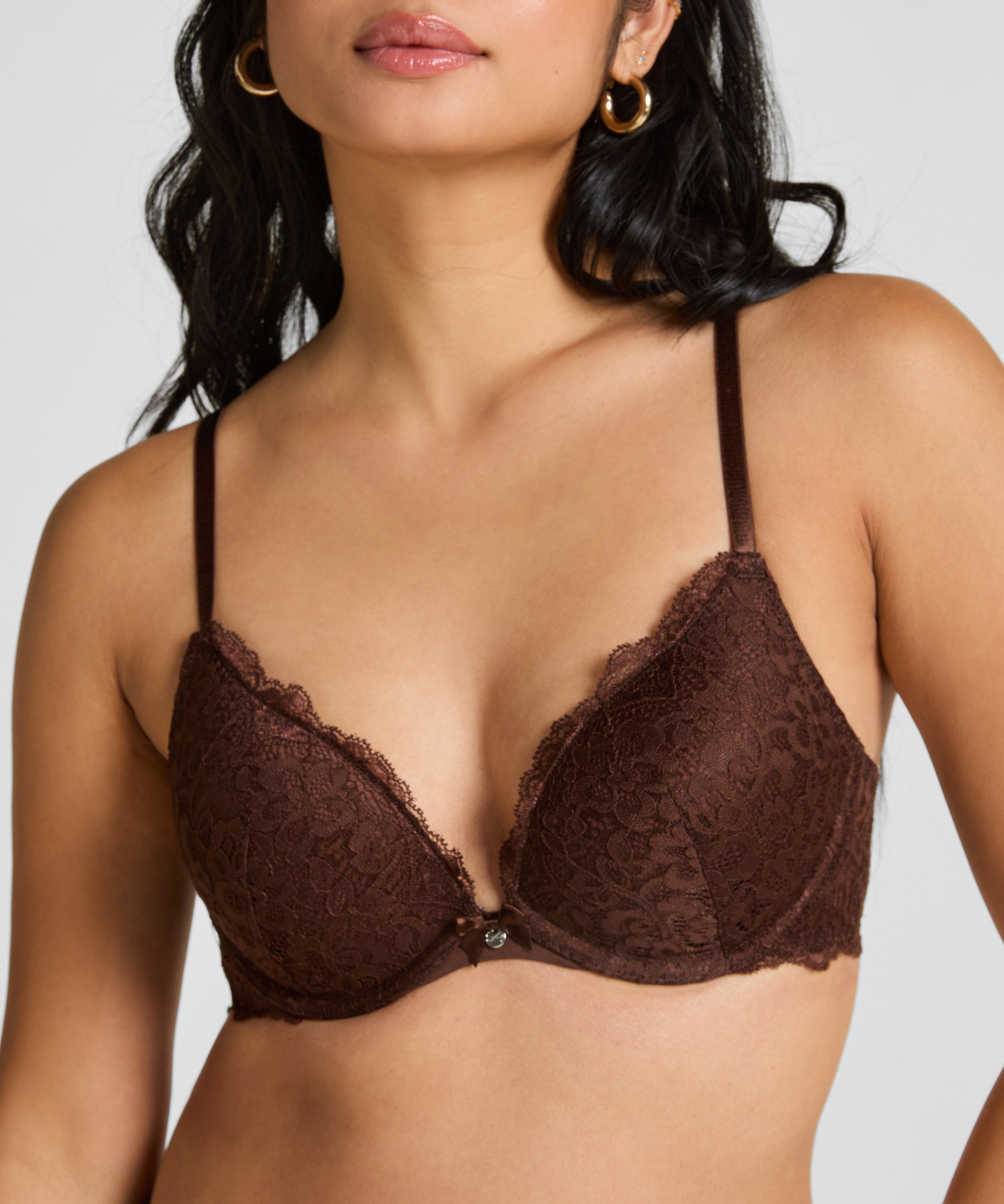 Soutien-gorge &agrave; armatures pr&eacute;form&eacute; push-up Marine, Brun, main