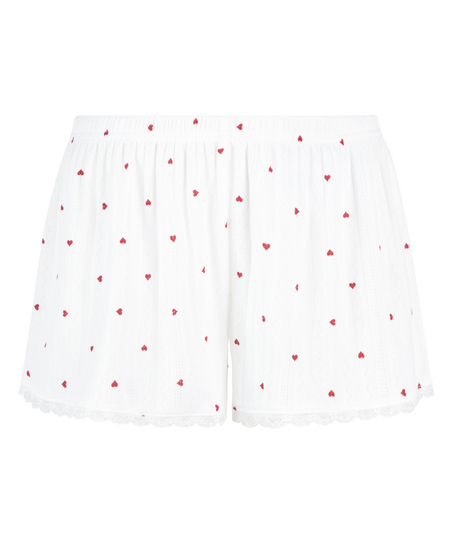 Short de pyjama Pointelle, Blanc
