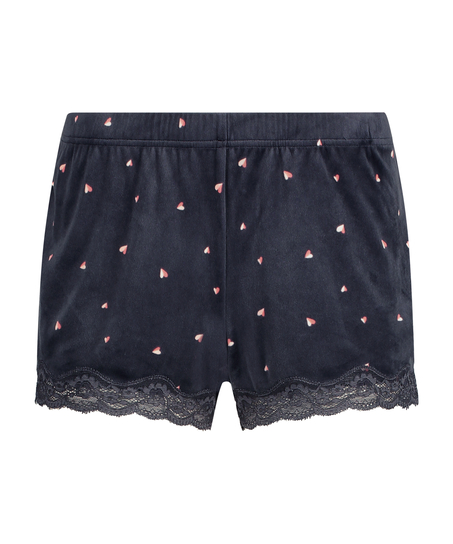 Short velours &agrave; petits c&oelig;urs, Gris