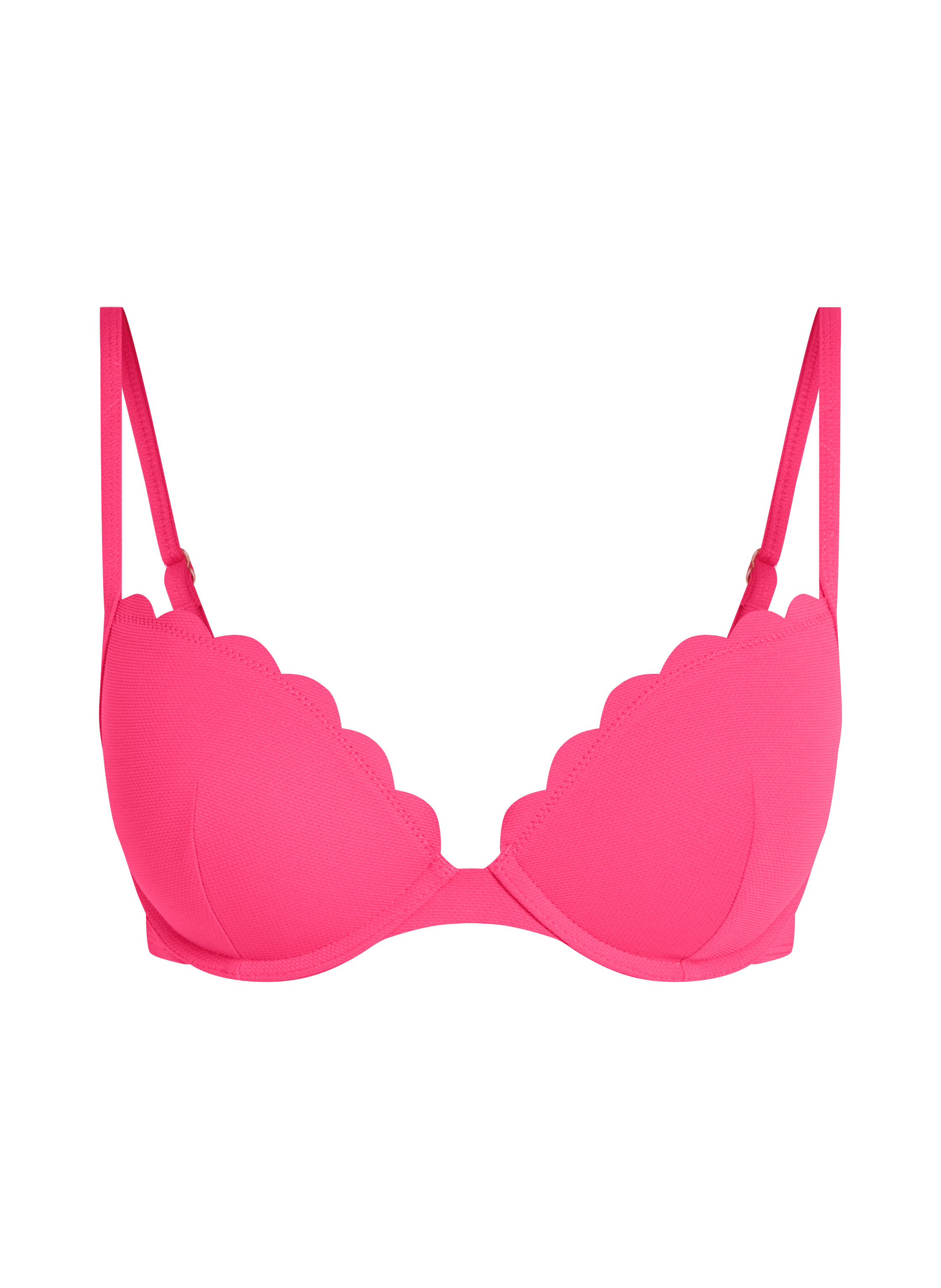 Voorgevormde push-up beugel bikinitop Scallop Cup A - E, Roze