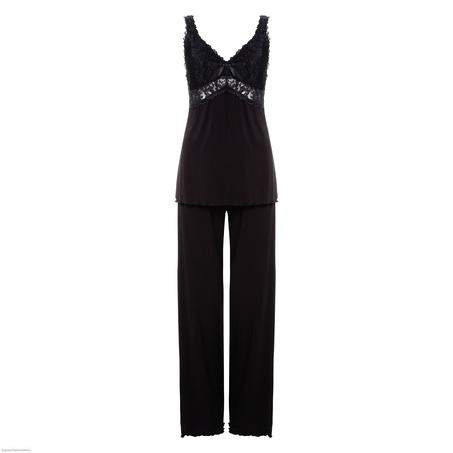 Pyjamaset Modal lace, Noir
