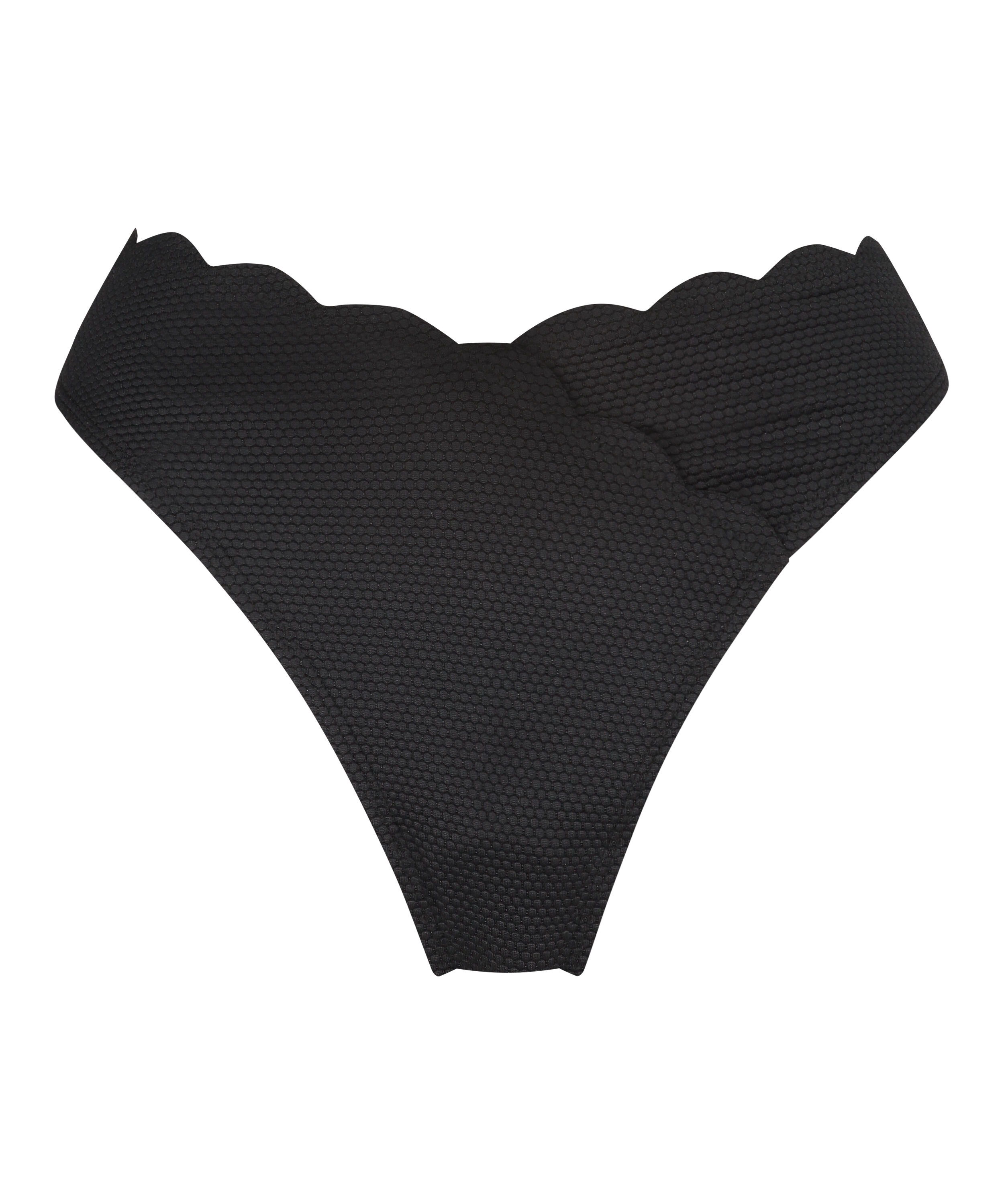 Hoog uitgesneden Bikinibroekje Scallop, Zwart