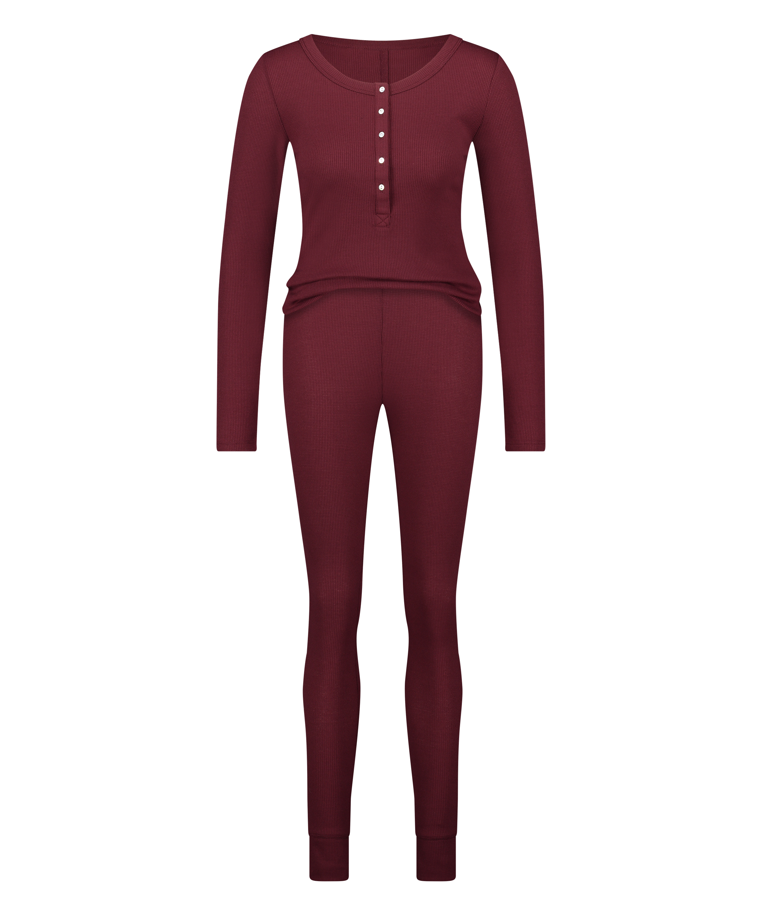 Pyjama Waffle Placket, Pourpre, main