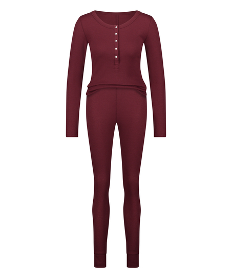 Pyjama Waffle Placket, Pourpre