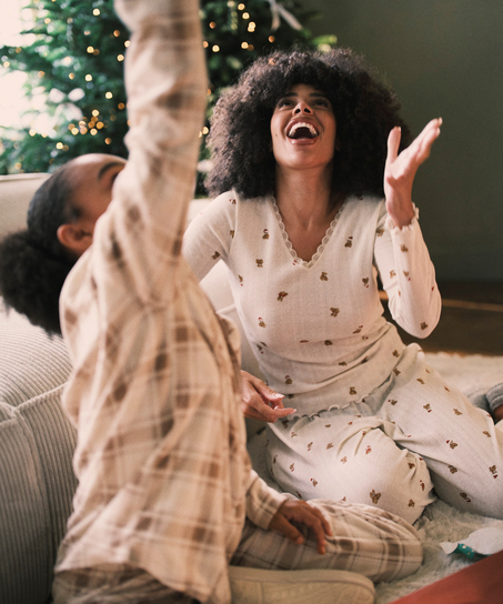 Pyjamatop Pointelle, Wit