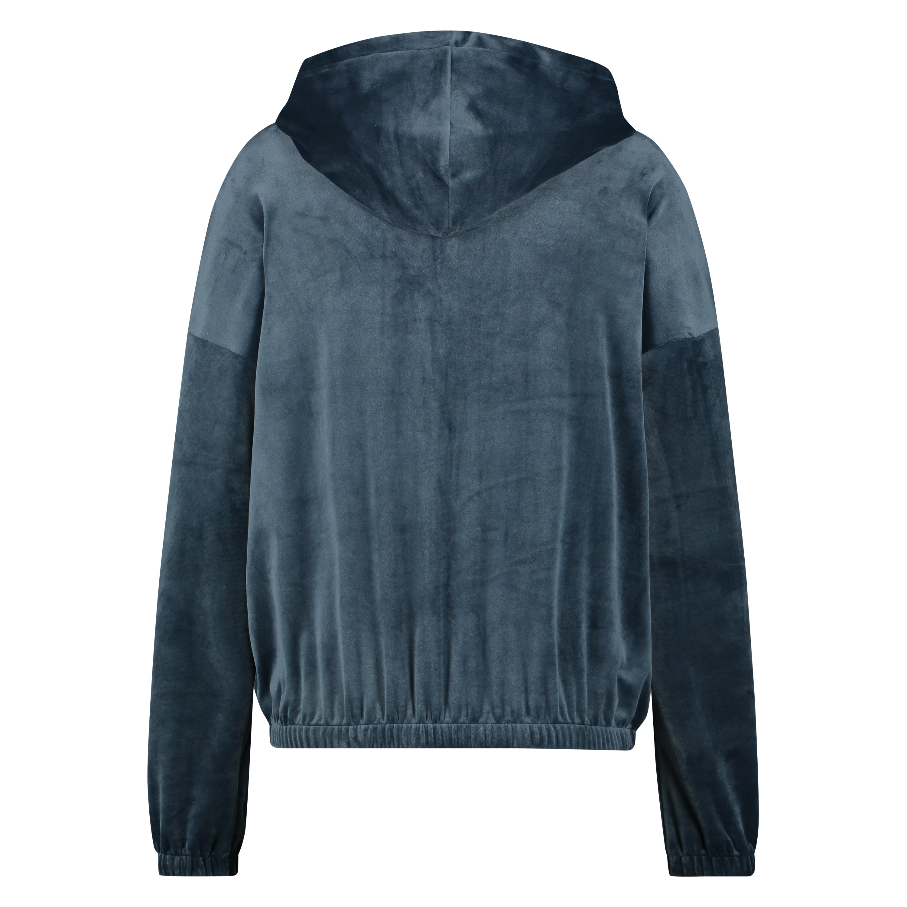 Jacket hoodie velours, Blauw, main
